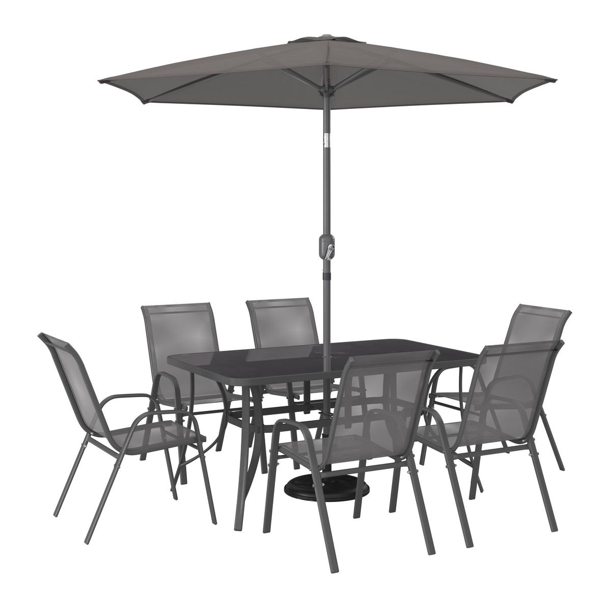 Gartenmöbel Set 8-tlg. Mao Aus Metall/textil/glas - Anthrazit, MODERN, Glas/Textil - Luca Bessoni