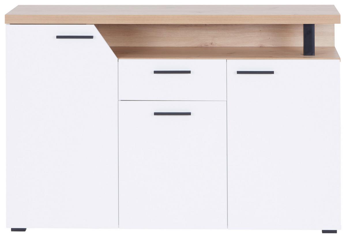 Komód Nico 136/92 Cm - Artisan tölgy/fehér, Modern, faalapú anyag (136,4/91,6/40cm)