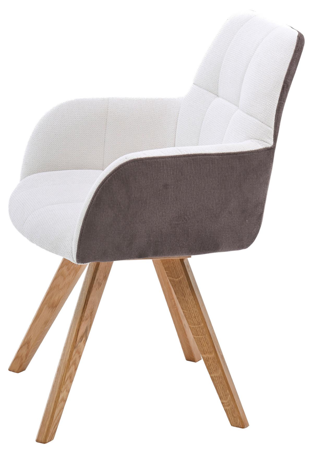 Armlehnstuhl Elke Beige Eiche Massiv, Drehbar, B: 61cm - Creme/Naturfarben, KONVENTIONELL, Holz/Textil (61/88/66,5cm)