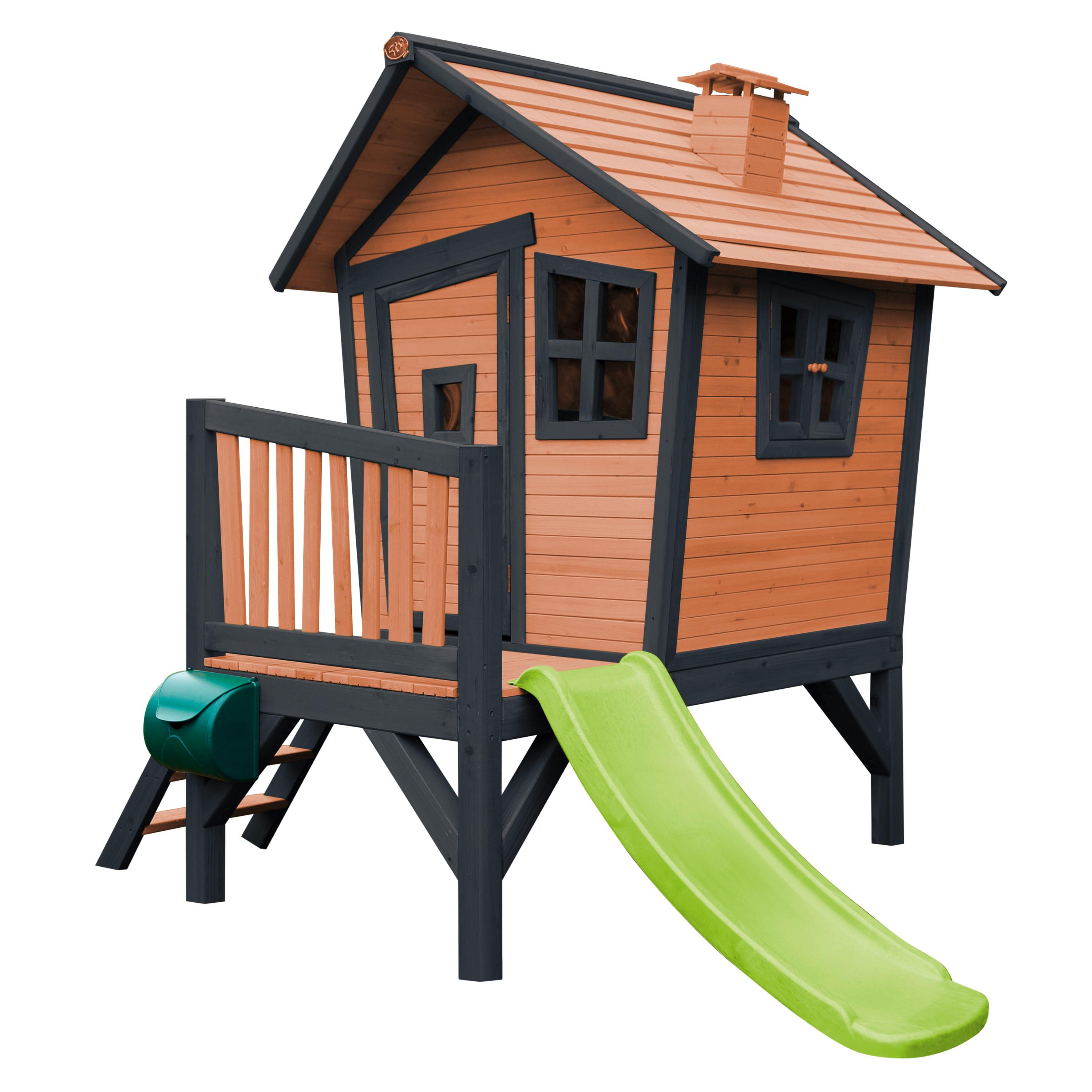 Spielhaus Natur, Limette L: 177 B: 264 H: 203 - Anthrazit/Limette, LIFESTYLE, Holz/Kunststoff (177/264/203cm)