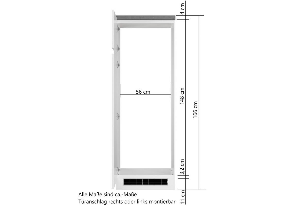 Geräteumbauschrank Monza B: 60 Cm Weiß/grau - Weiß Hochglanz/Weiß, LIFESTYLE, Holzwerkstoff (60/166/60cm) - Held