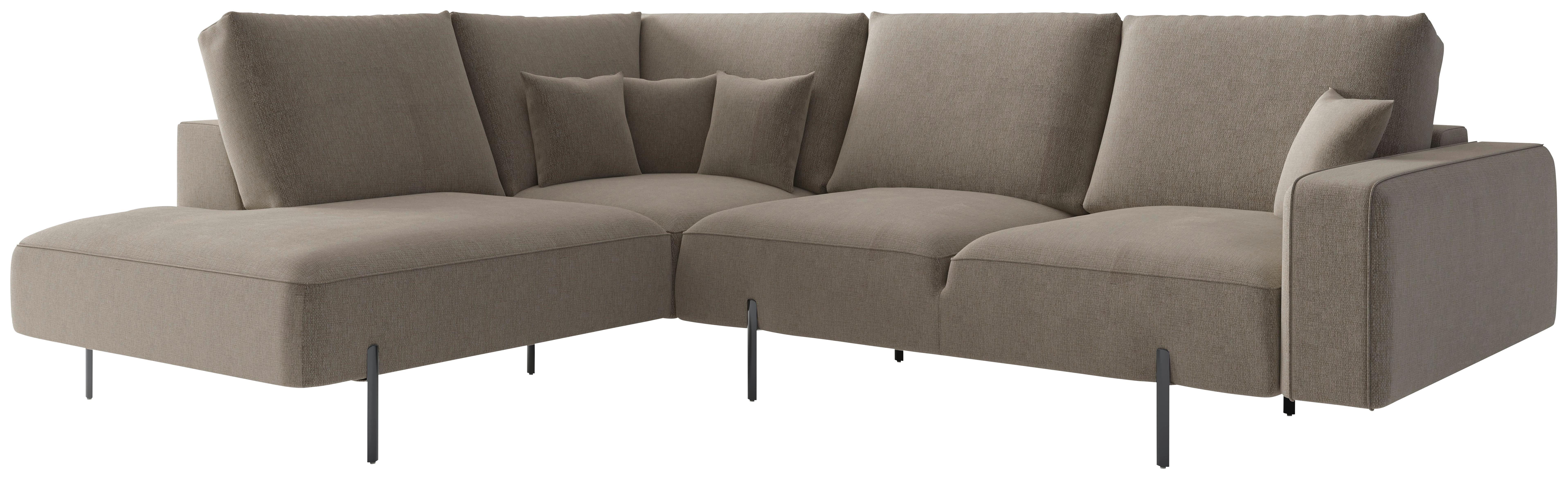 Ecksofa Celaya Champagner S: 223x280 cm - Champagner/Schwarz, Design, Textil (223/280/223cm) - Livetastic