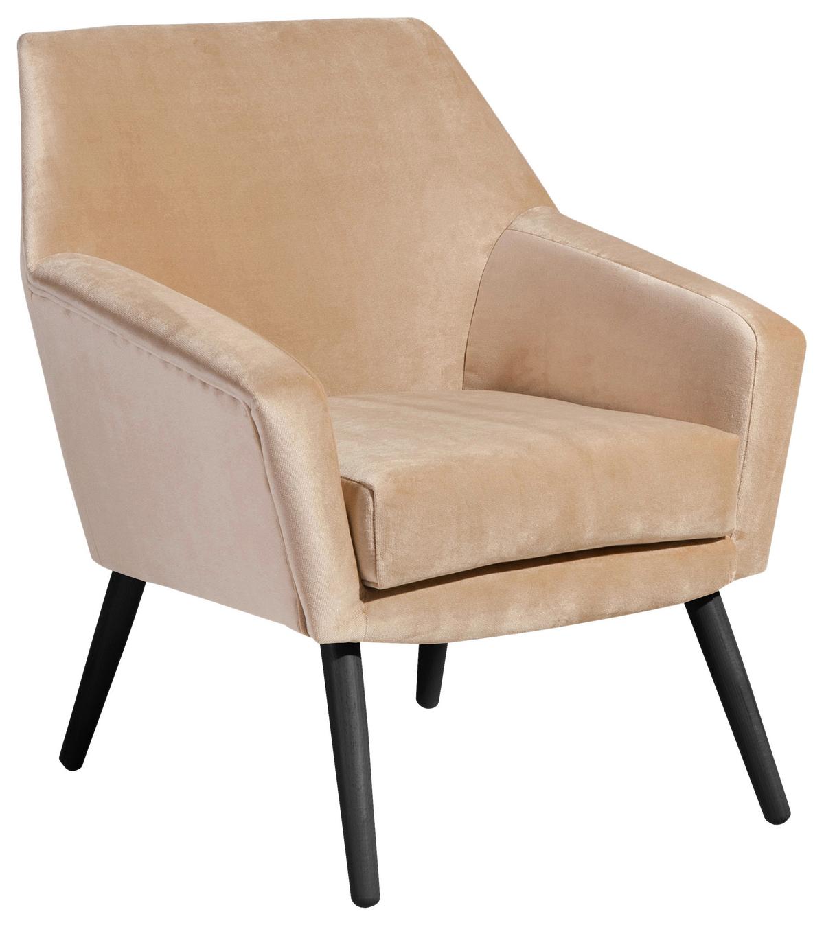Polstersessel Mit Armlehnen Alegro Samt Sandfarben - Sandfarben/Schwarz, Design, Textil (67/81/71cm) - Max Winzer
