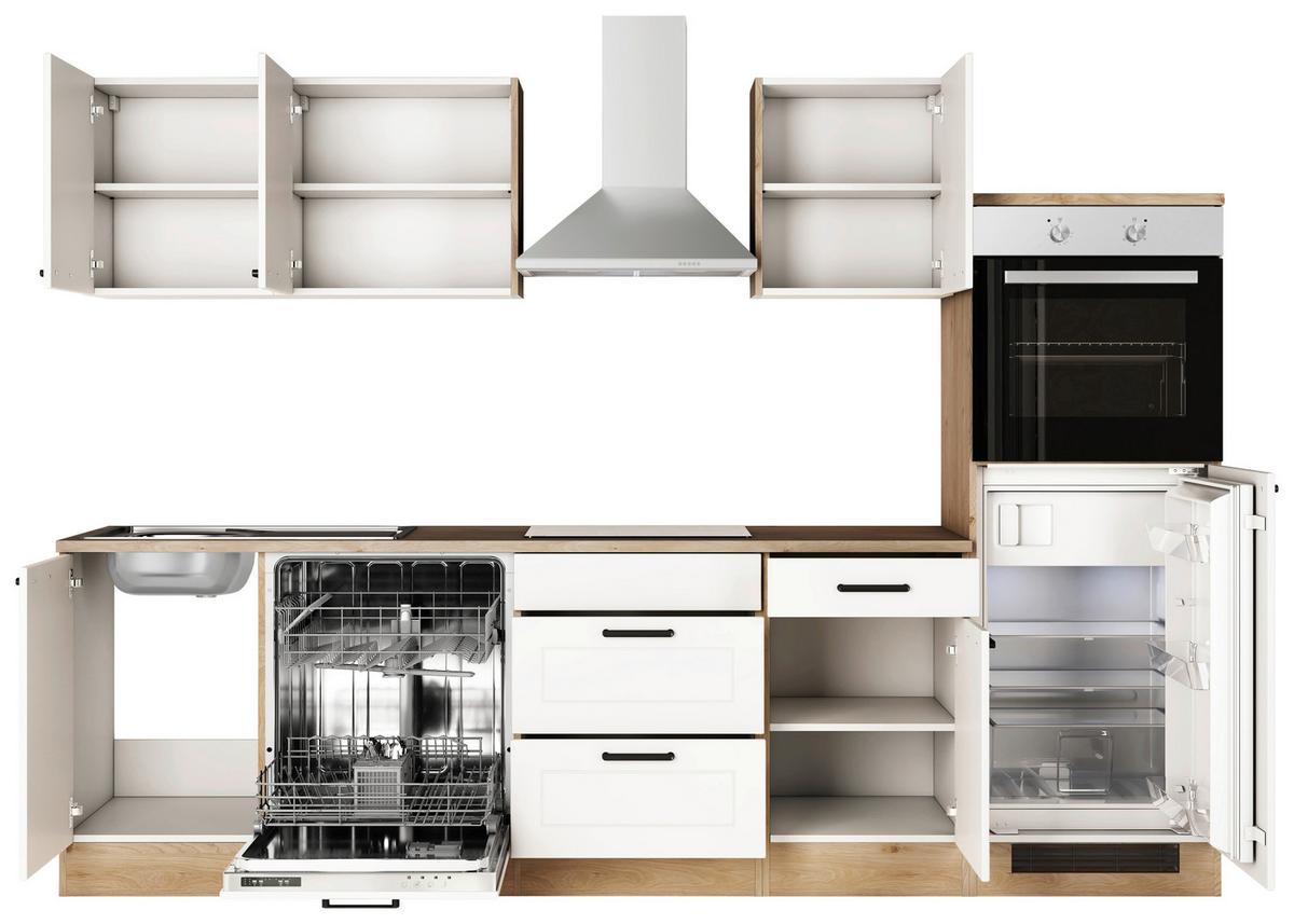 Küchenblock Julia Eiche Dekor/weiß B: 280 Cm - Eichefarben/Weiß, Basics, Holzwerkstoff (280cm) - FlexWell