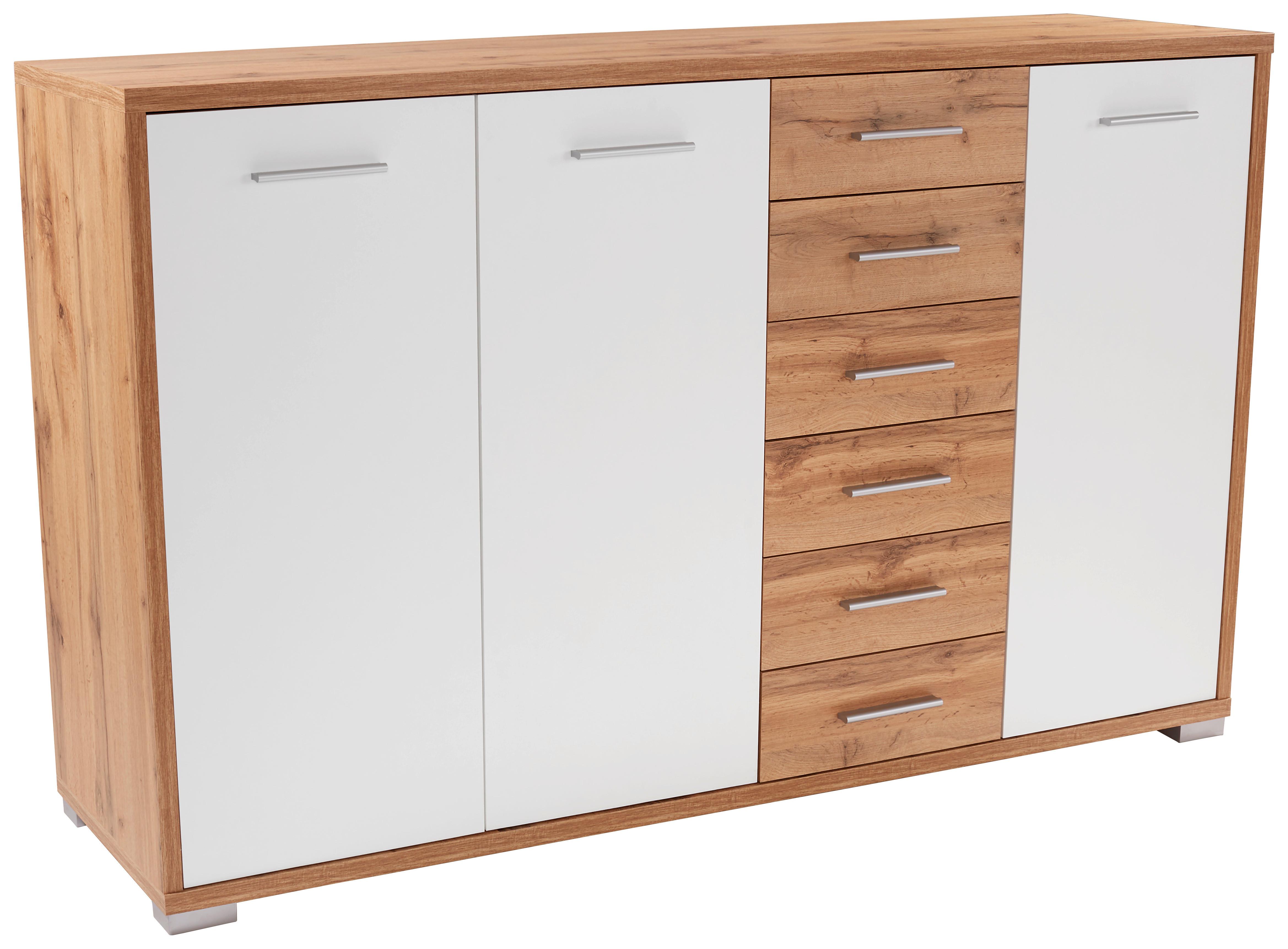 Kommode B 190 cm Q-BIG New, Wotan Eiche Dekor/Weiß - Eichefarben/Weiß, MODERN, Holz (190/105/44cm)