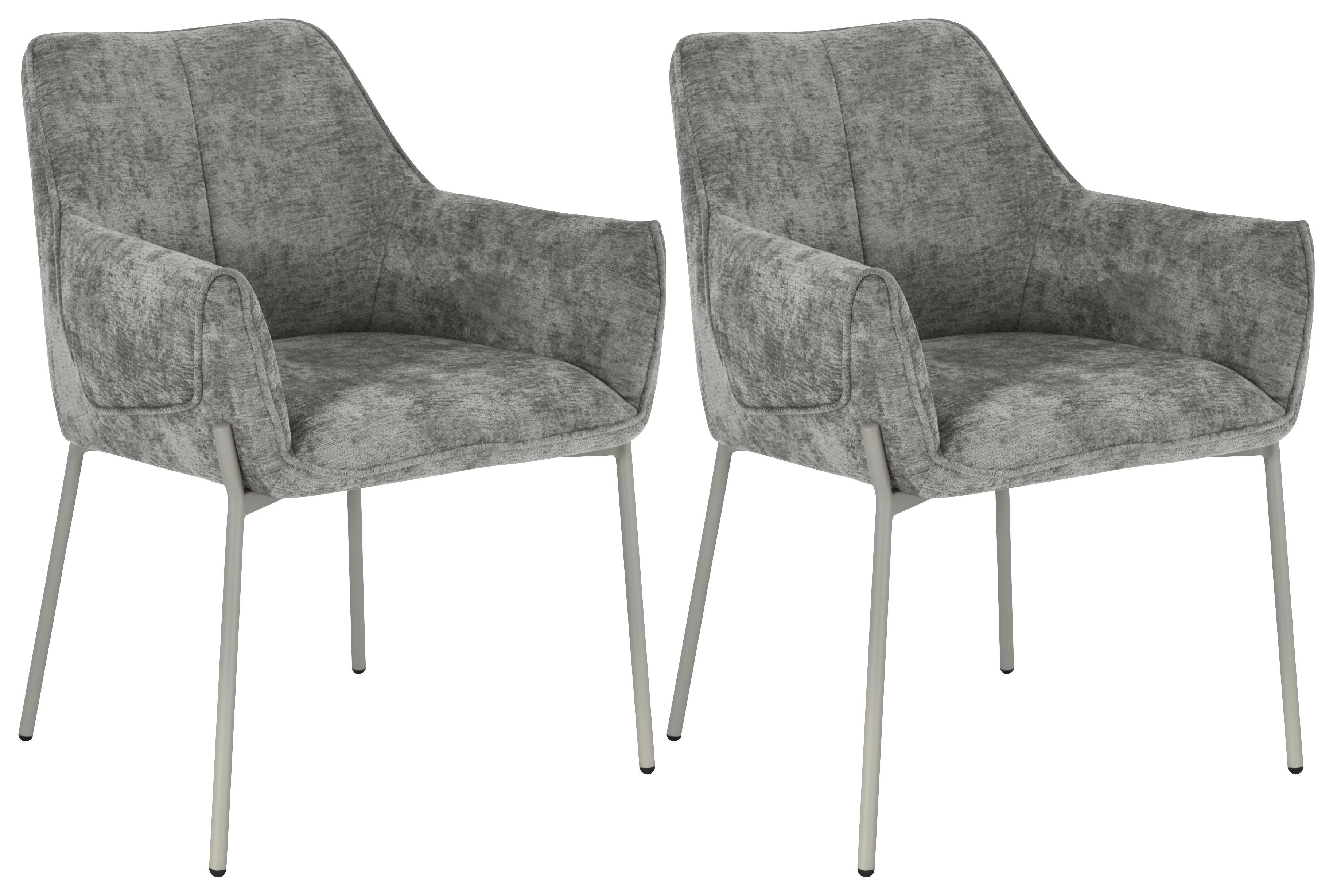 Armlehnstuhl Alea Chenille grau, B: 62 cm - Dunkelgrau/Grau, MODERN, Holz/Textil (62/83/62cm) - MID.YOU