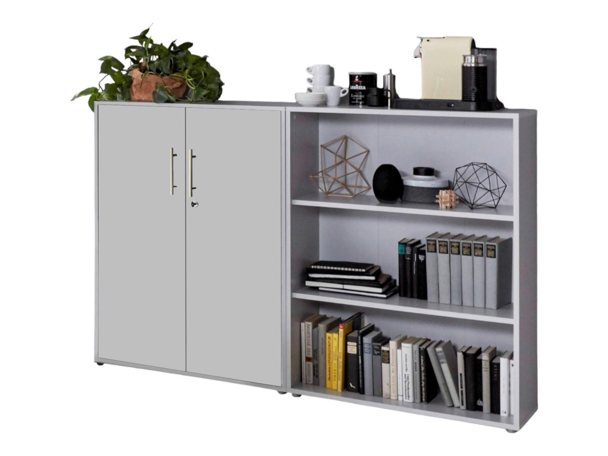 AKTENSCHRANK OFFICE EDITION-SW SET 1 NIEDR. - Hellgrau, MODERN, Holzwerkstoff (168,8/113,6/33cm) - MID.YOU