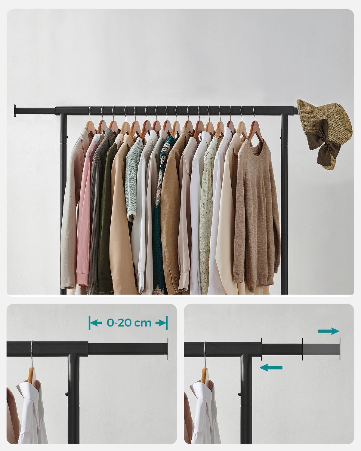 Kleiderwagen Schwarz B: 110 cm - Schwarz, Basics, Kunststoff/Metall (110/162,9/45cm)