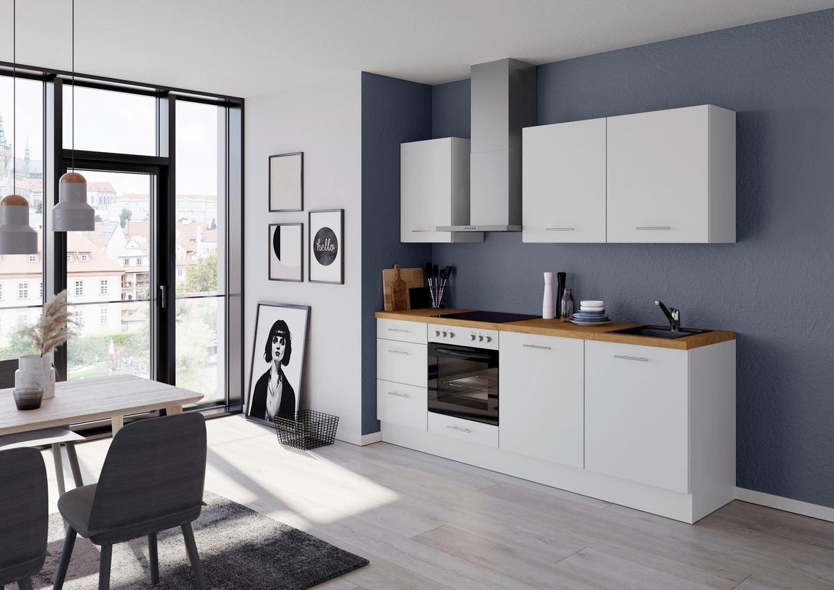 Küchenblock Ip3150 - Eichefarben/Weiß, Design, Holzwerkstoff (230cm) - Impuls