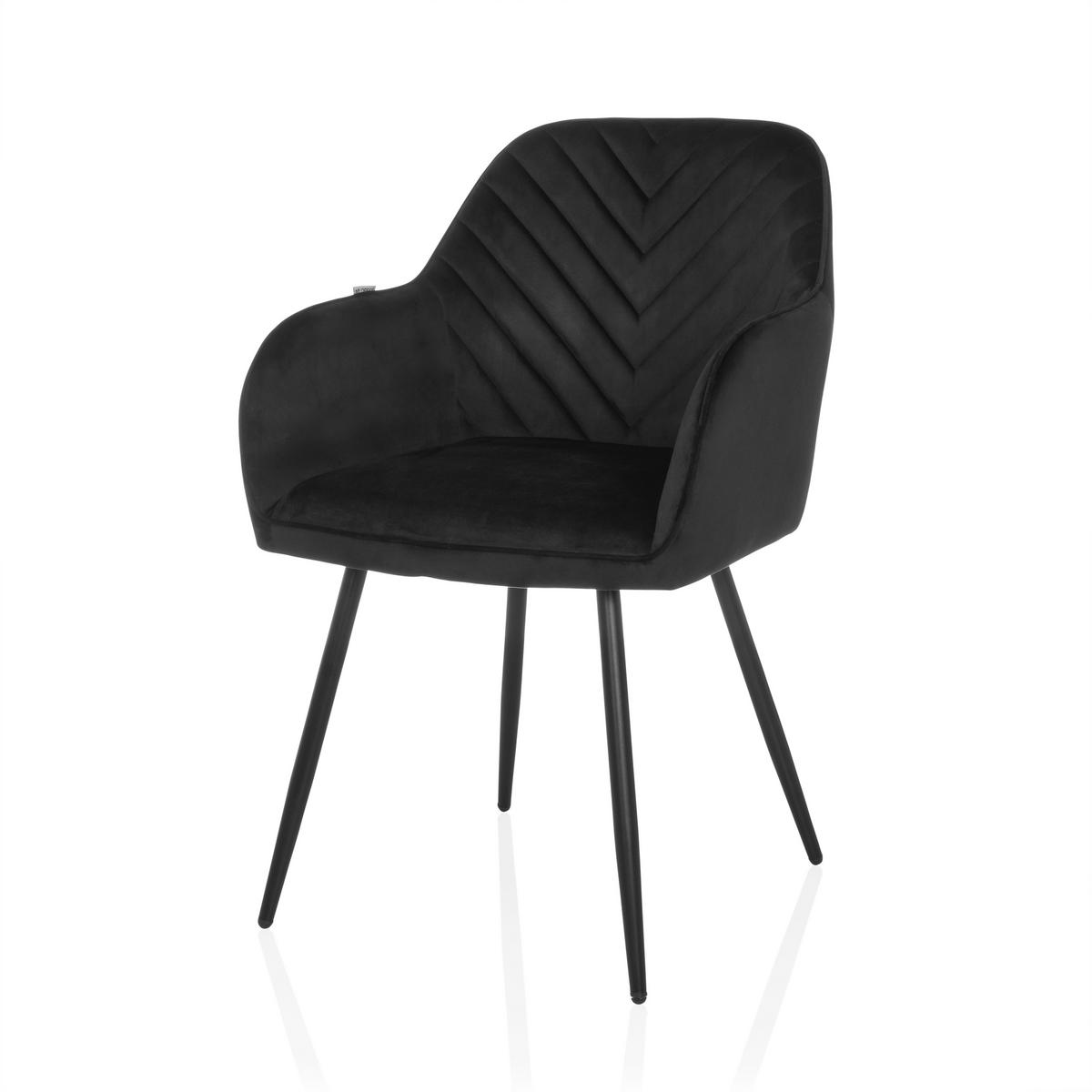 Armlehnstuhl Charvelle Schwarz B: 55 Cm - Schwarz, MODERN, Textil/Metall (55/86/58cm) - MID.YOU