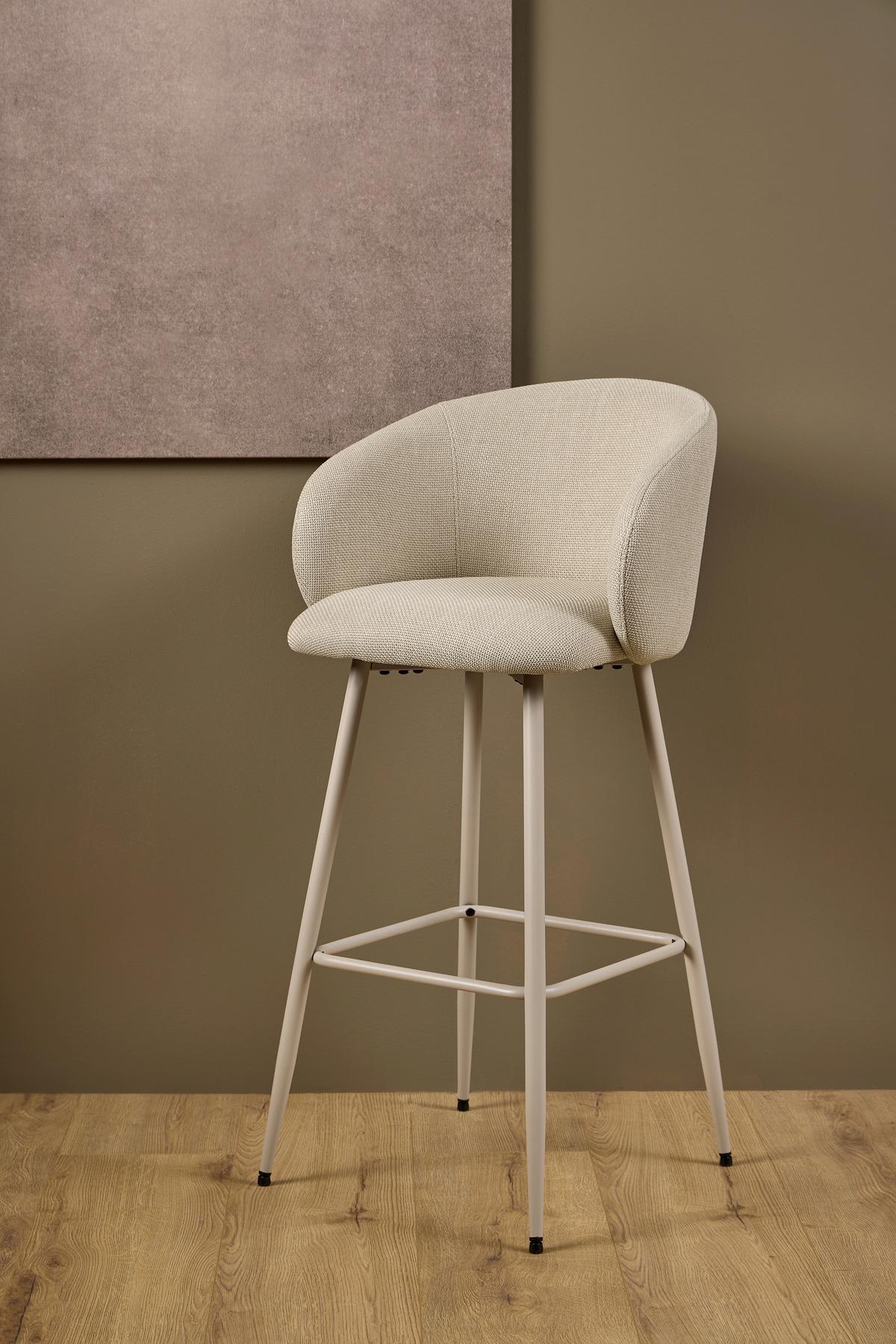 Barová židle ELEANOR - šedá/krémová, Design, kov/textil (54/105/52cm) - MID.YOU