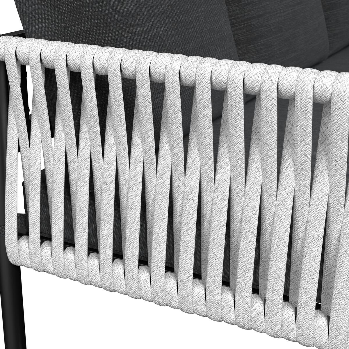 JEDÁLENSKÁ TERASOVÁ SÚPRAVA POLLY - čierna/svetlosivá, Modern, kov/textil - Bessagi Garden