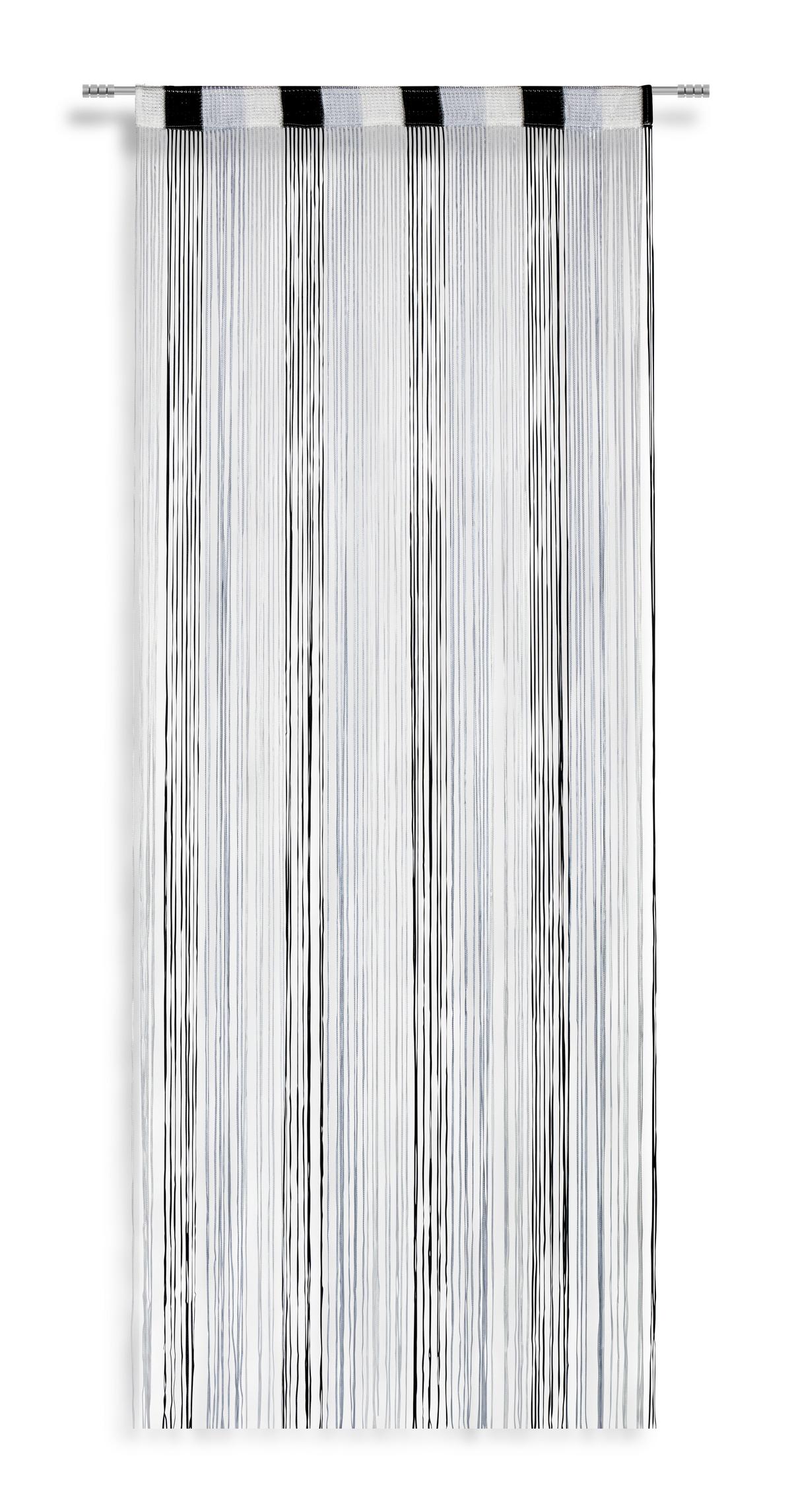 Fadenvorhang + Stangendurchzug Rita 90x245 Cm Schwarz/weiß - Multicolor/Schwarz, KONVENTIONELL, Textil (90/245cm) - Luca Bessoni