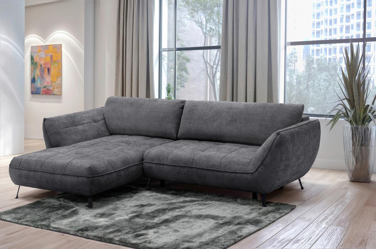 Ecksofa Samoa Anthrazit S: 187x282 cm - Anthrazit/Schwarz, Design, Textil (187/282cm) - Livetastic