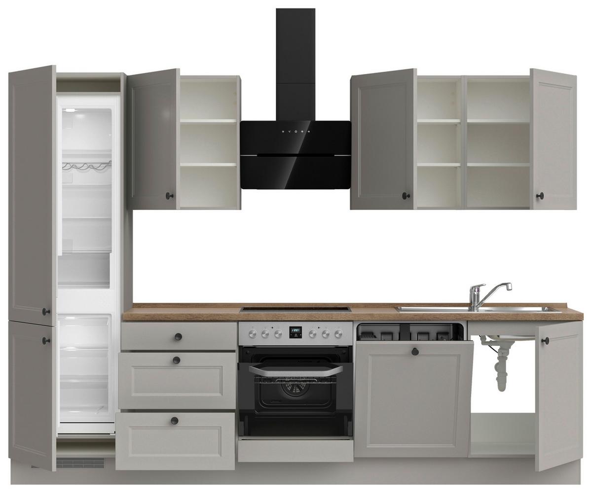 Kuchyňská linka 300 cm, kamenná sivá supermatná - šedá/černá, Moderní, kov/kompozitní dřevo (300cm) - Nobilia