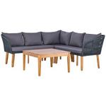 Loungegarnitur Trendy Aus Holz/Metall mit Kissen - Anthrazit/Grau, MODERN, Holz/Textil (199/199cm) - Beldano