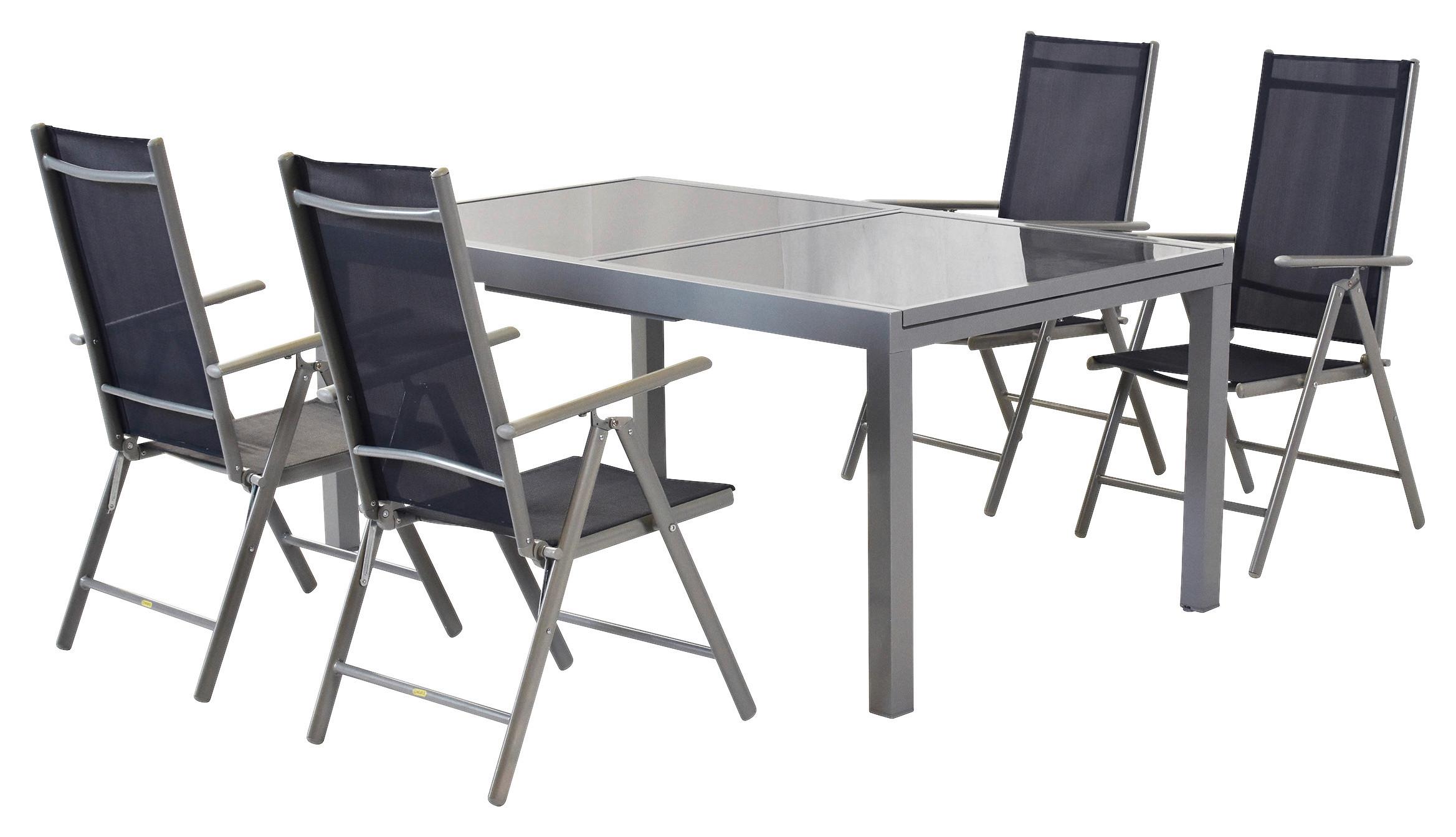 Gartenmöbel Set 5-Tlg. Amalfi aus Metall/Textil - Silberfarben, MODERN, Textil/Metall - Gardenson