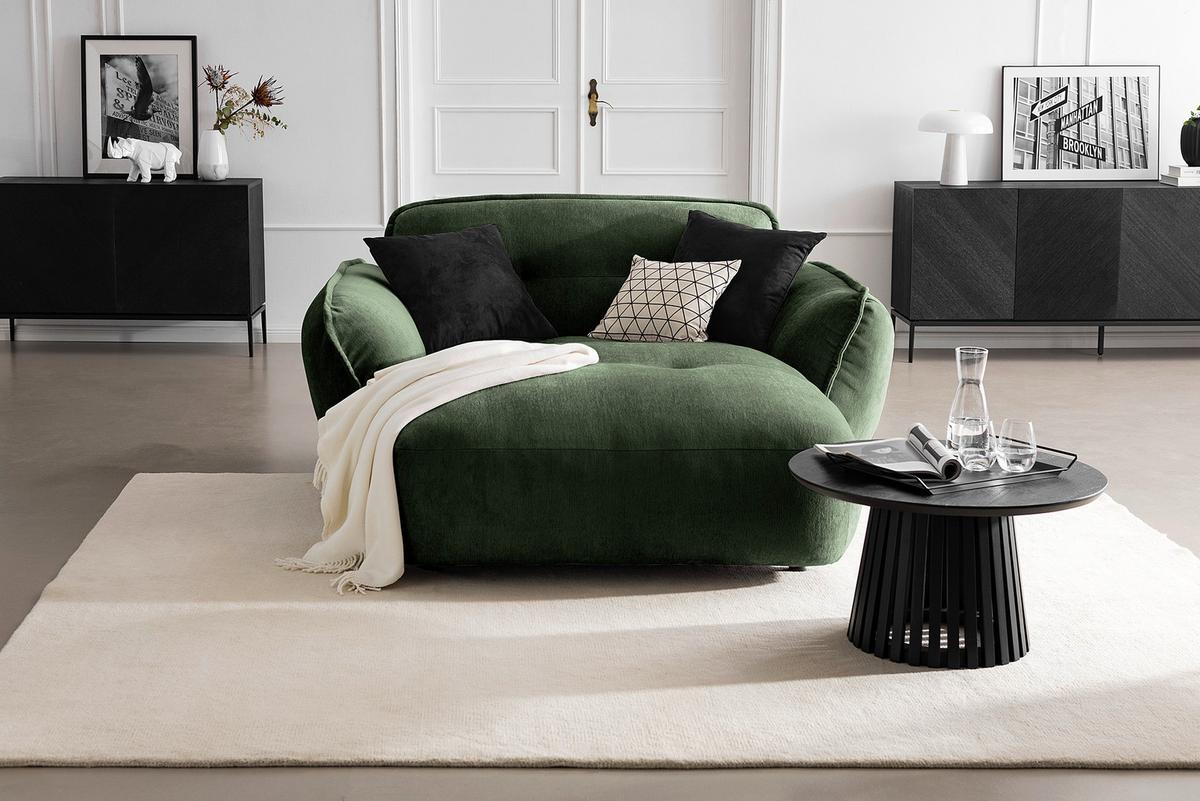 XXL-Sessel Fluffy, Dunkelgrün B: 182 cm - Dunkelgrün/Schwarz, MODERN, Textil (182/87/184cm) - Trendmanufaktur