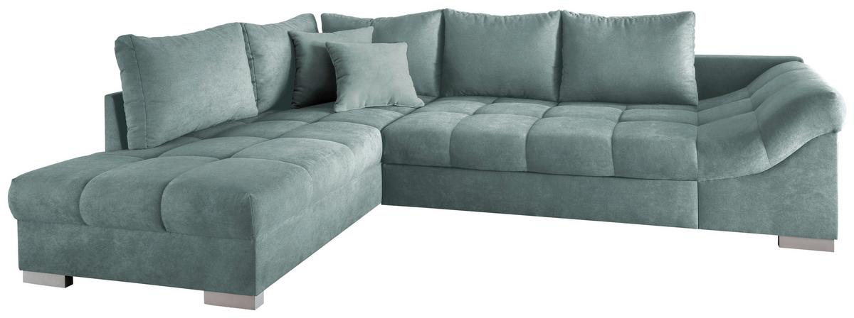 Eckschlafsofa Alvito Mintgrün S: 202/298 Cm - Silberfarben/Mintgrün, Design, Textil (202/298cm) - MID.YOU