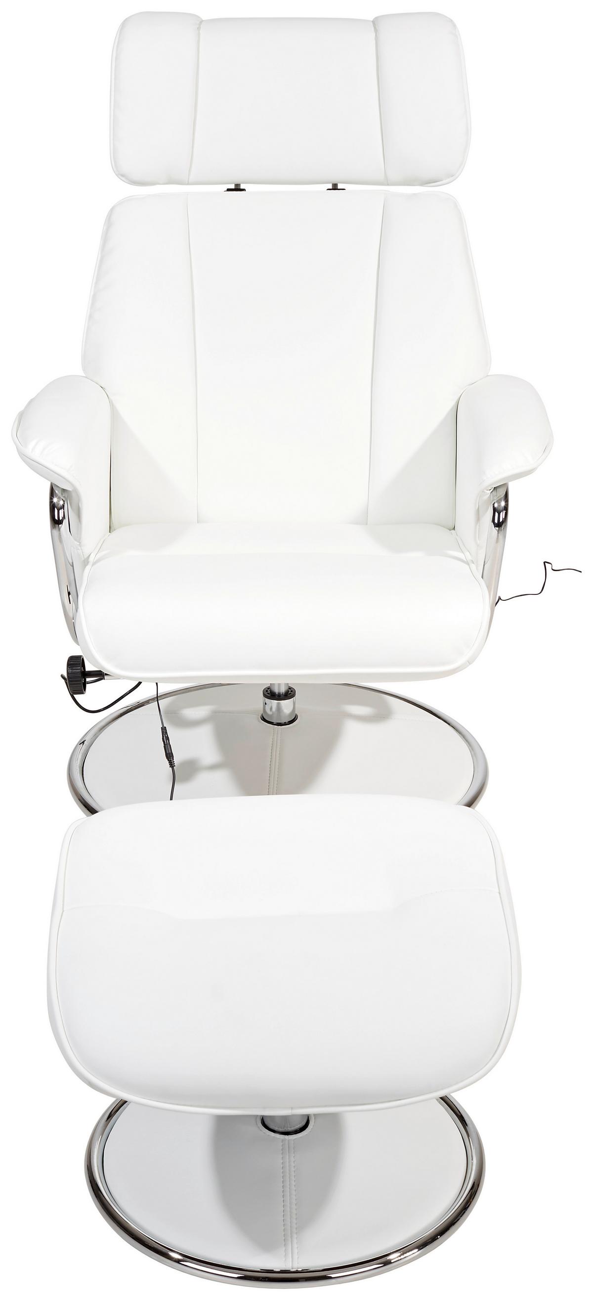 Fernsehsessel Mit Massagefunkt. Paloma Lederlook Weiß - Chromfarben/Weiß, MODERN, Textil/Metall (77cm) - Luca Bessoni