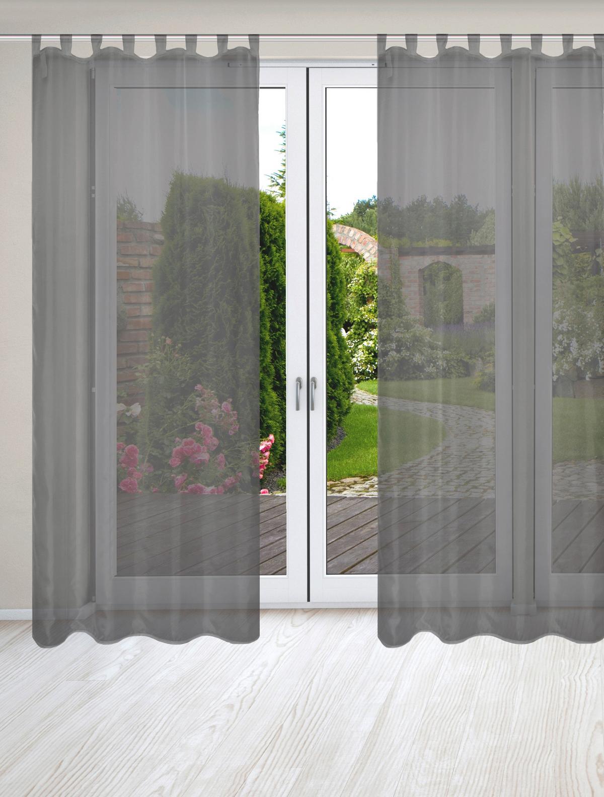 Schlaufenvorhang Nessi - Anthrazit Hochglanz, Basics, Textil (135/245cm)