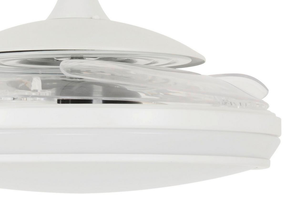 Deckenventilator Fanaway Weiß 4 Kunststoffflügel,led-Leuchte - Klar/Weiß, Basics, Kunststoff/Metall (122/41cm) - P & B