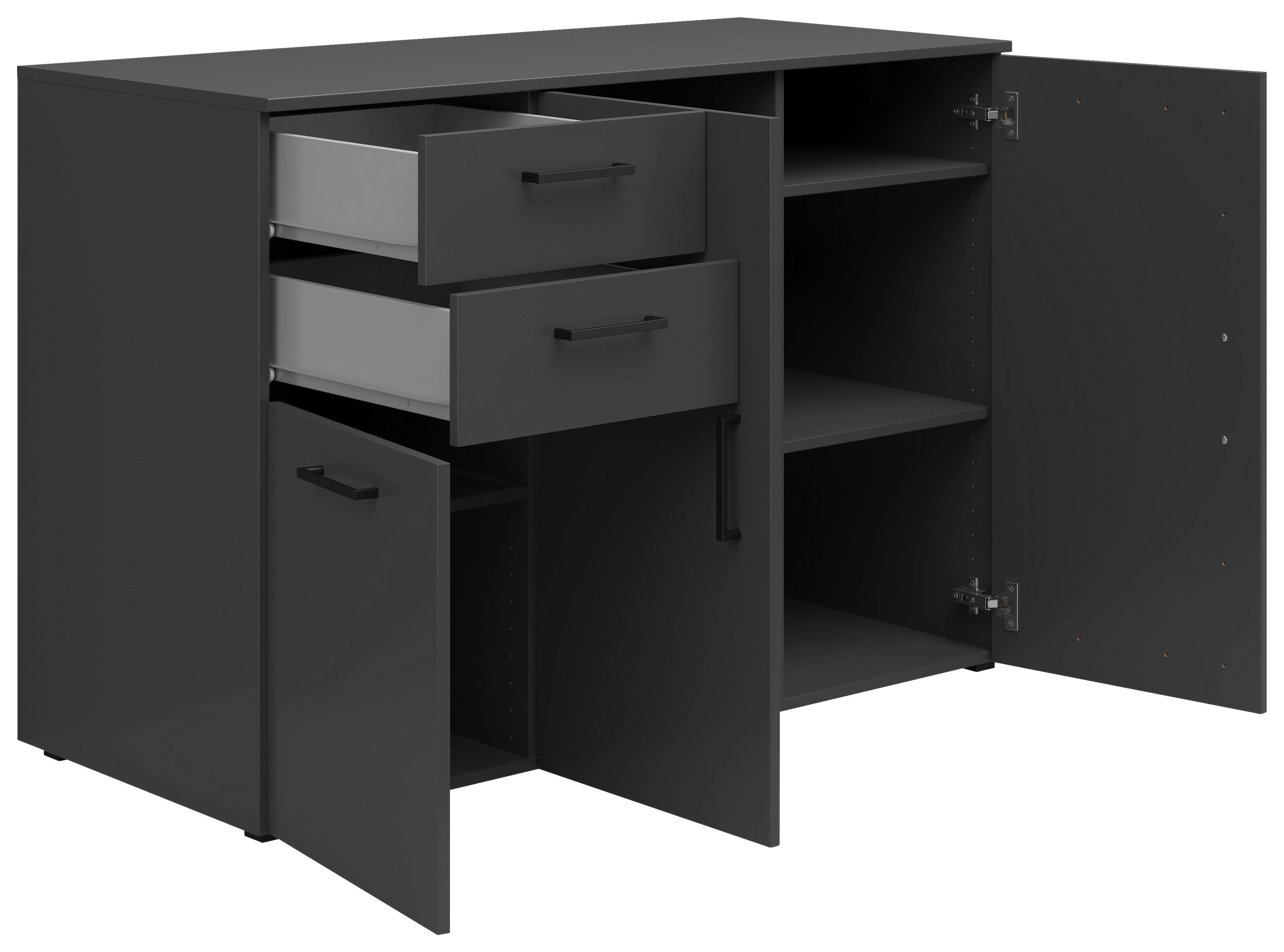 Komoda Cabinet š: 120 cm - černá/barvy grafitu, Moderní, kompozitní dřevo/plast (120/83/52cm)