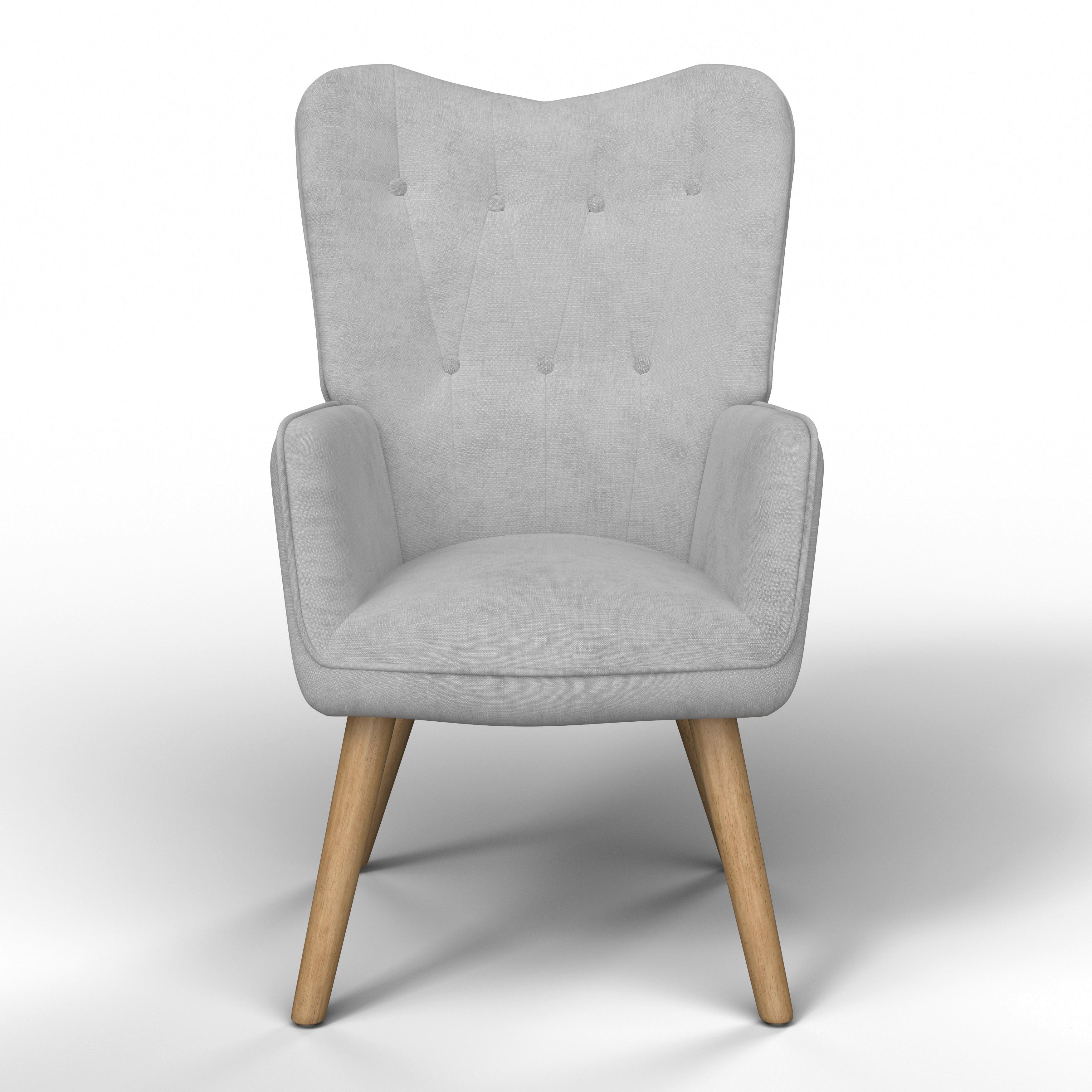 Relaxačné kreslo NATALIE, svetlosivá farba - prírodná farba/svetlosivá, Modern, kov/drevo (64/99/69cm) - Bessagi Home