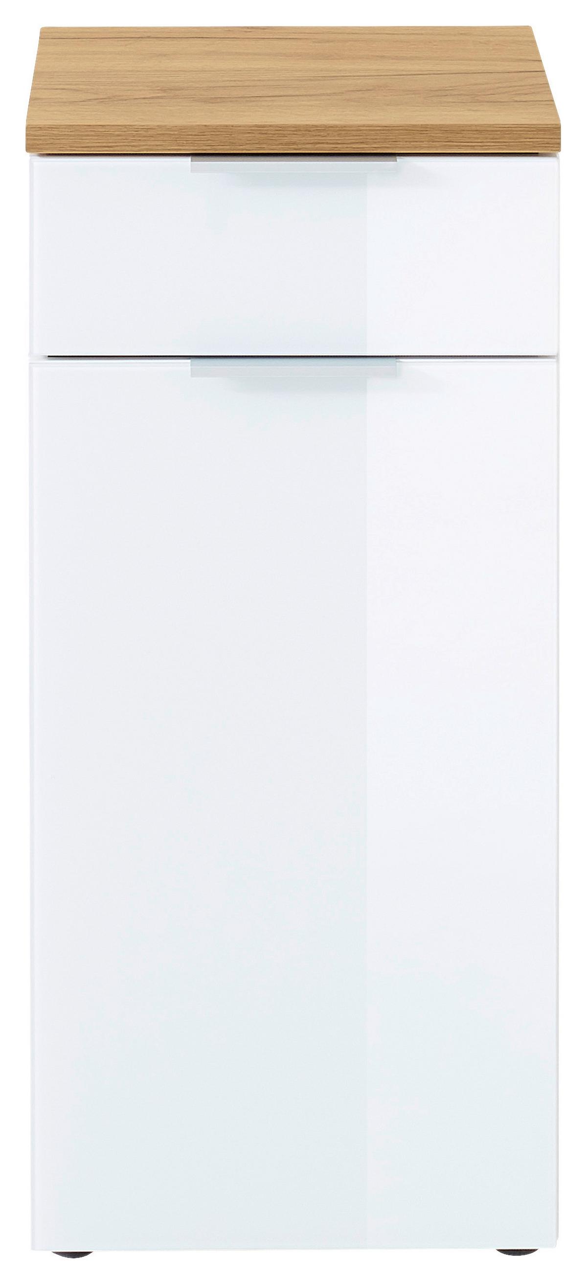 Unterschrank Gw-Pescara B: 39cm Weiß - Eichefarben/Schwarz, Design, Glas/Holzwerkstoff (39/86/34cm) - Germania