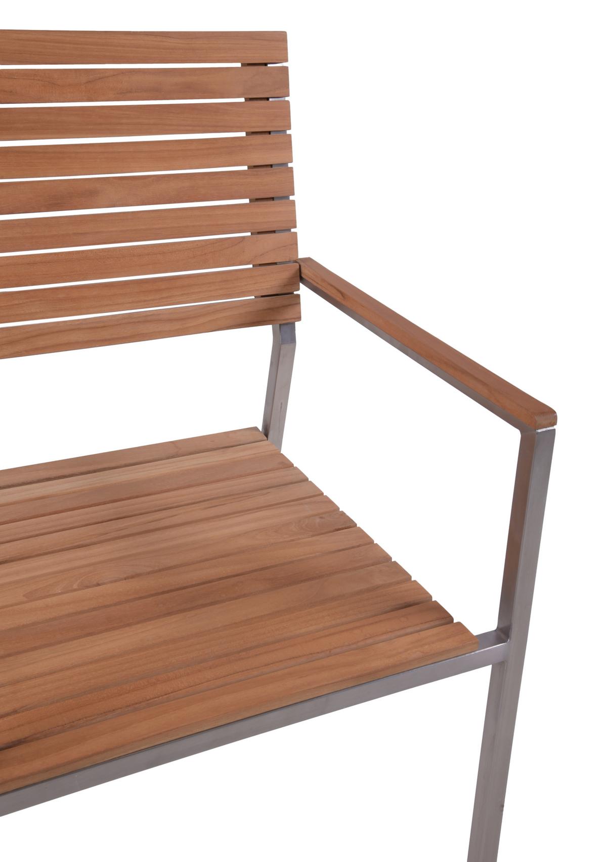 Gartentischgruppe Denver - Silberfarben/Braun, Basics, Holz/Metall - Gardenson