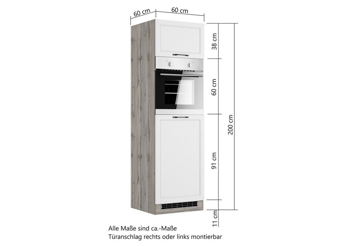 Geräteumbauschrank Meran B: 60 Cm Weiß/eiche Dekor - Eiche Wotan/Weiß, LIFESTYLE, Holzwerkstoff (60/200/60cm) - Held