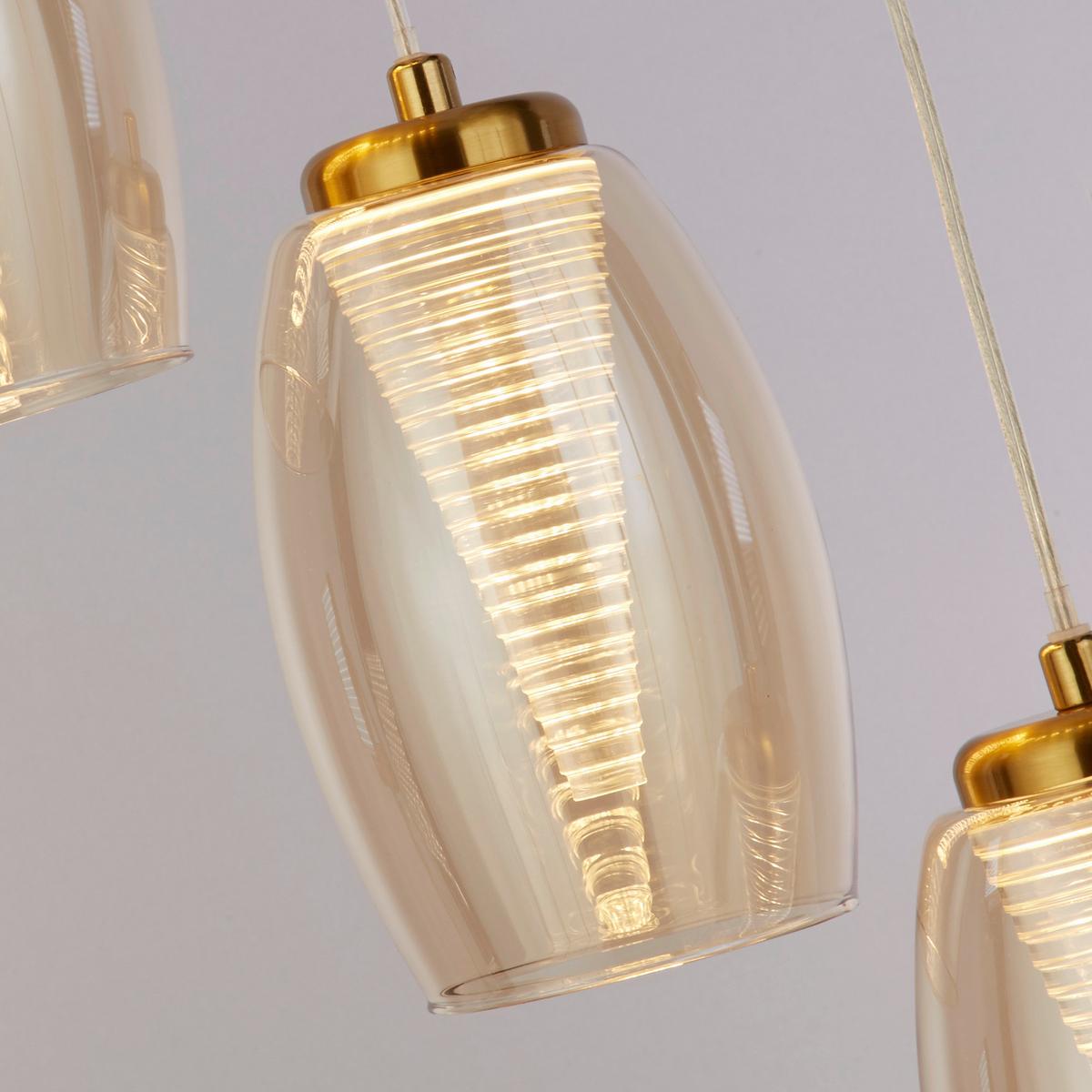 Led-pendelleuchte 97291-5cp - Champagner, Design, Glas/Kunststoff (35/150cm)