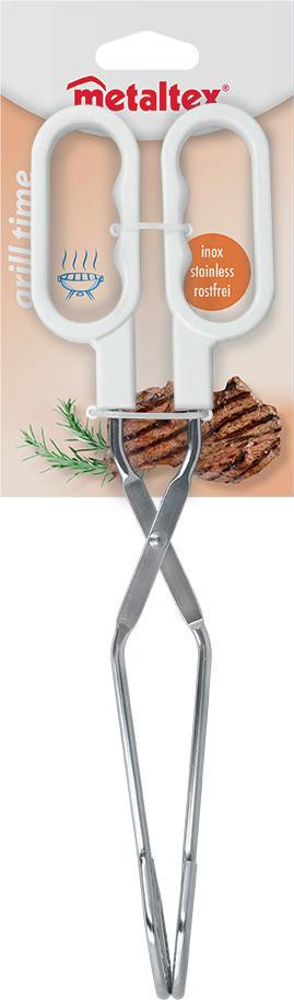 Grillcsipesz 28 - fehér, műanyag/fém (9.5/32.8/3.1cm) - Metaltex