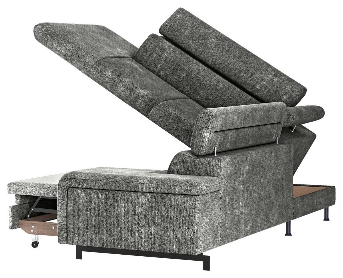 Ecksofa mit Bettkasten Emma Grau 215x262 cm - Schwarz/Grau, Textil (215/262cm) - MID.YOU