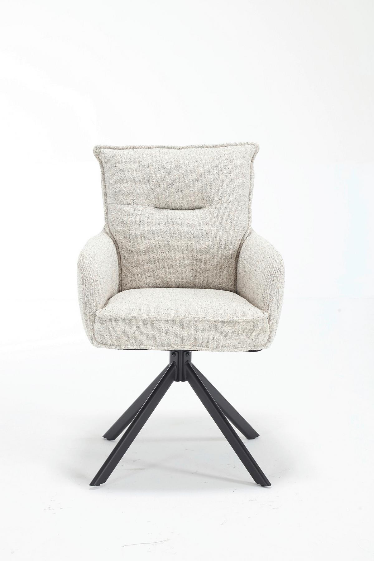 Armlehnstuhl Beige B: 60cm - Beige/Schwarz, MODERN, Textil/Metall (60/93/67cm) - Livetastic