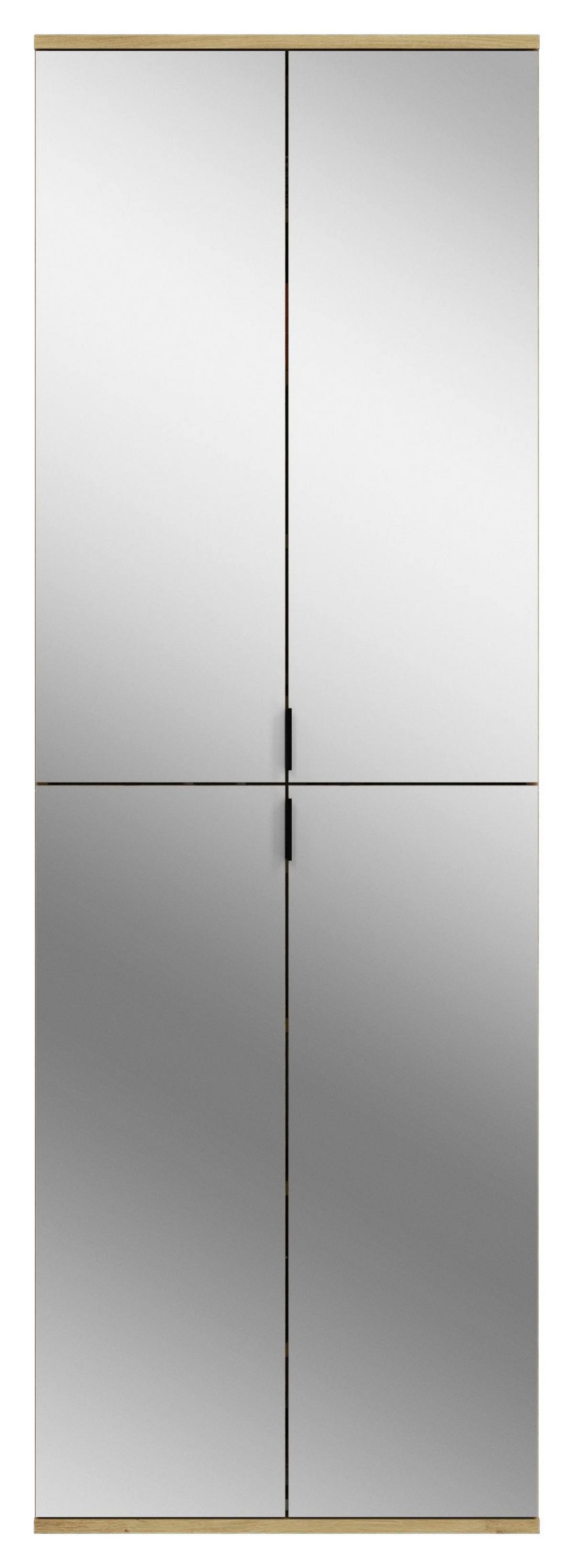 Garderobe Projekt X 3-teilig Weiß/eiche Artisan B: 243 Cm - Weiß Hochglanz, KONVENTIONELL, Holzwerkstoff (243/193/34cm) - MID.YOU