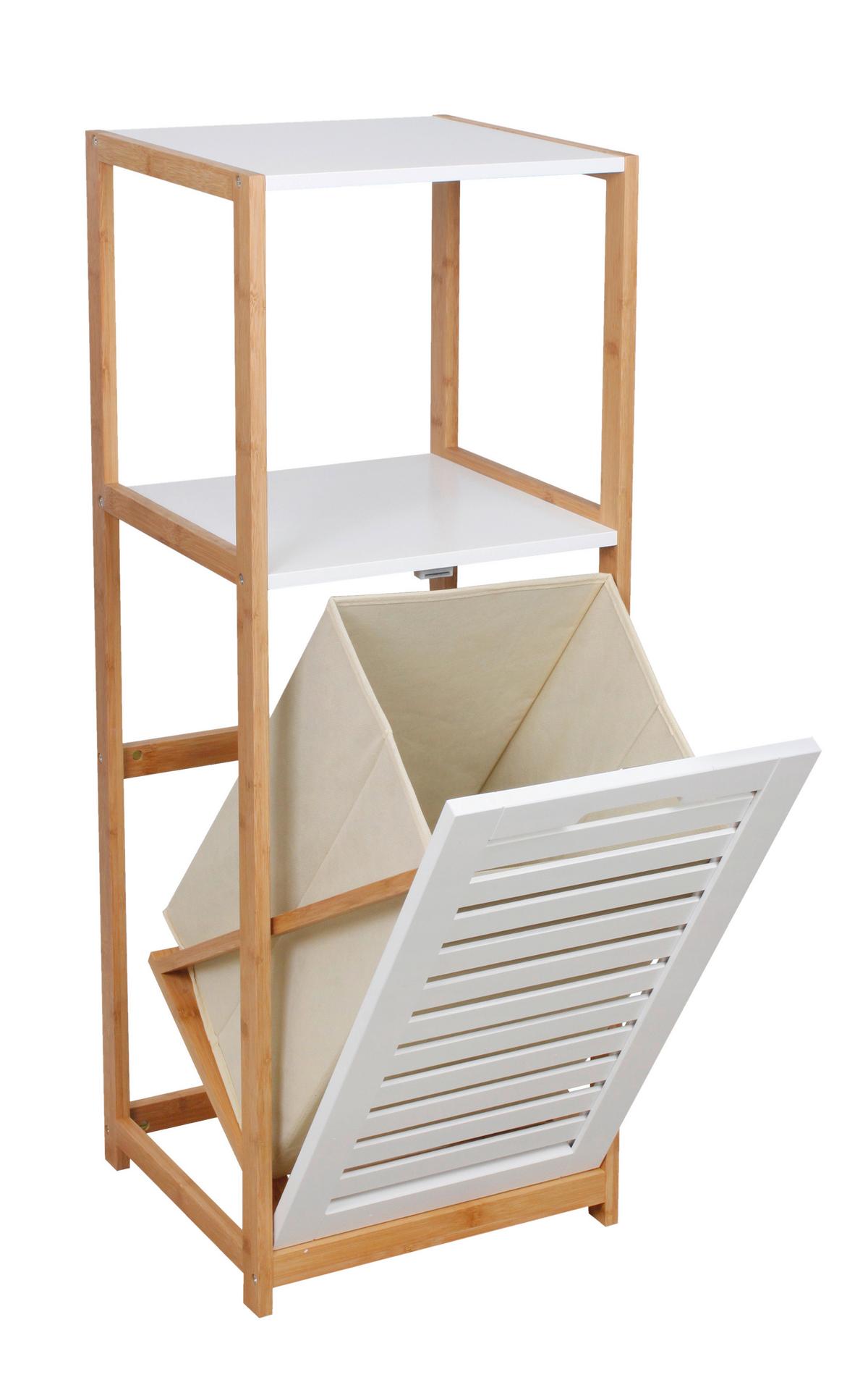 Regál do kúpeľne DUSTIN - biela, Modern, drevo/kompozitné drevo (36/98/33cm) - ecoTree