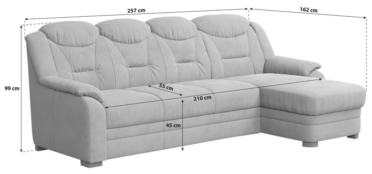 Ecksofa Marcus - Anthrazit/Schwarz, Basics, Textil (257/162cm) - MID.YOU