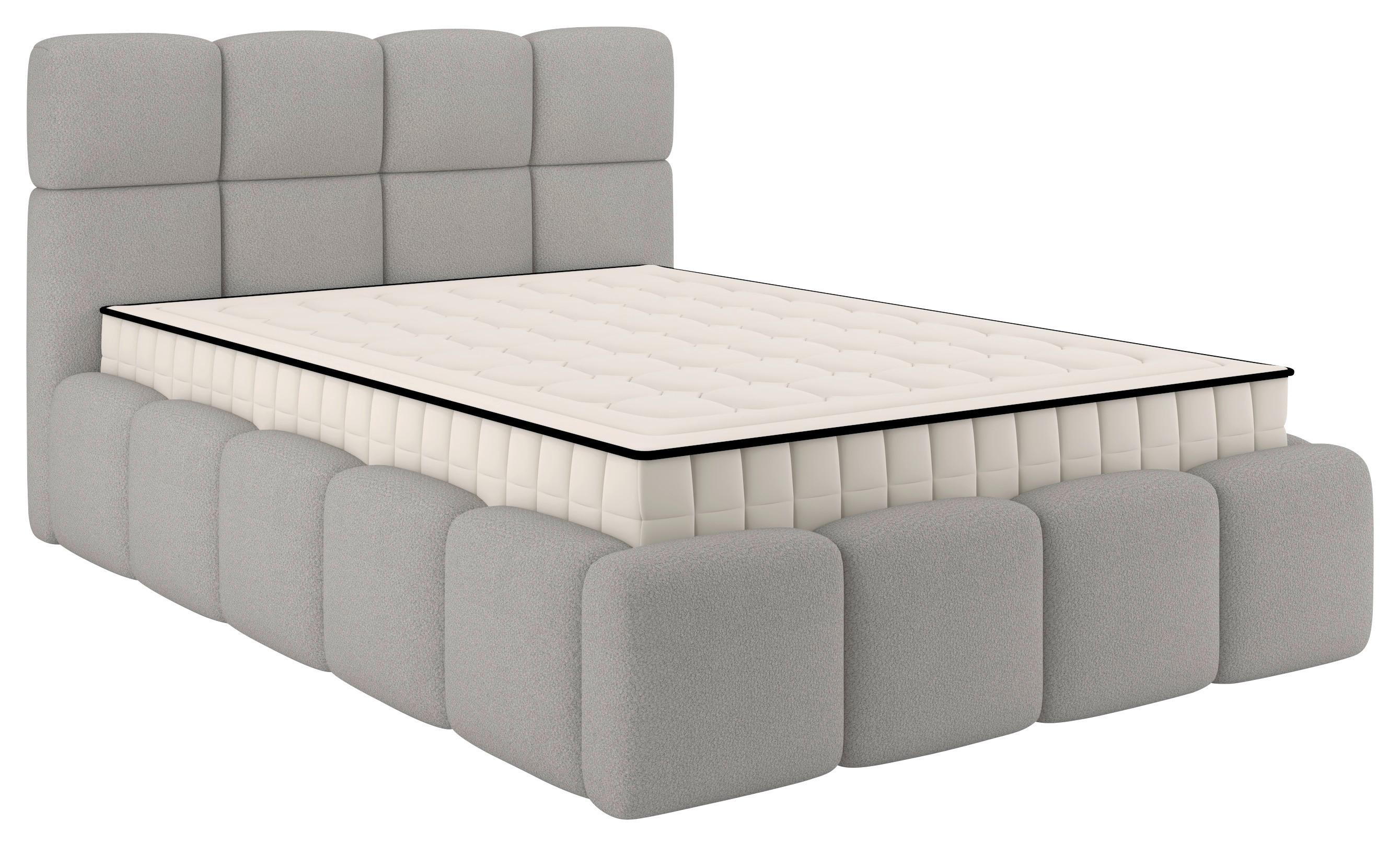 Polsterbett Cloudy M. Matratze Silberfarben, Lf: 140x200 Cm - Silberfarben/Grau, Trend, Holz/Holzwerkstoff (140/200cm) - Luca Bessoni