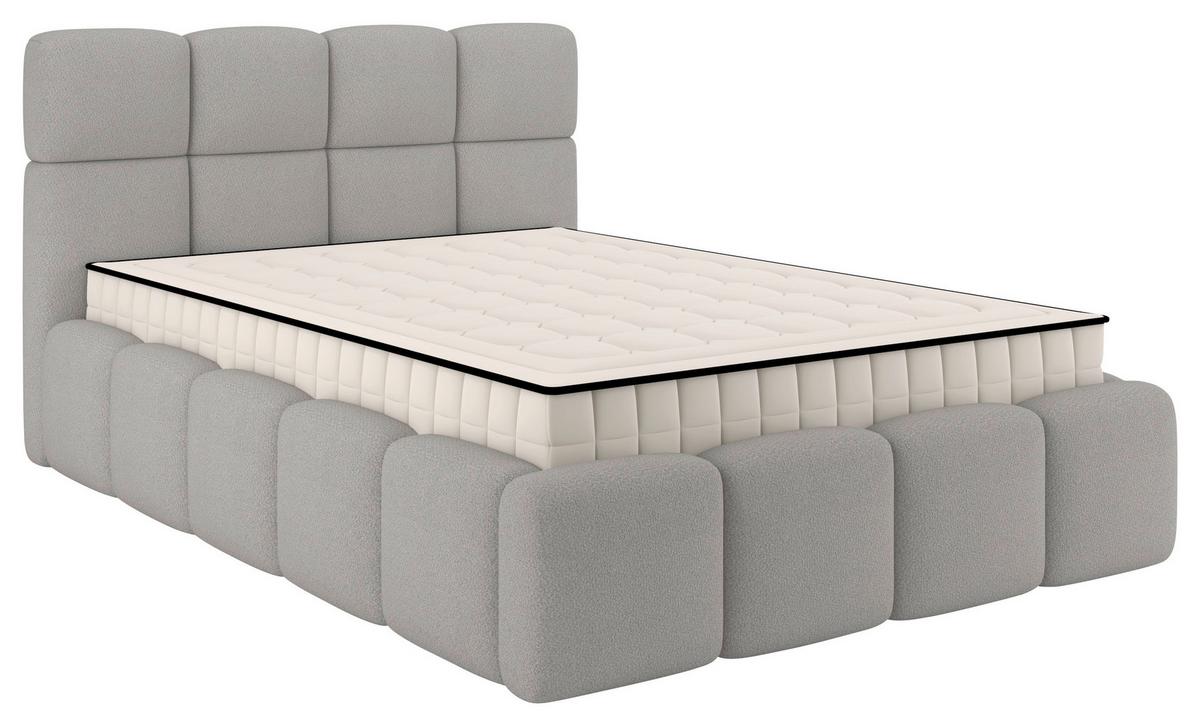 Polsterbett Cloudy M. Matratze Silberfarben, Lf: 140x200 Cm - Silberfarben/Grau, Trend, Holz/Holzwerkstoff (140/200cm) - Luca Bessoni