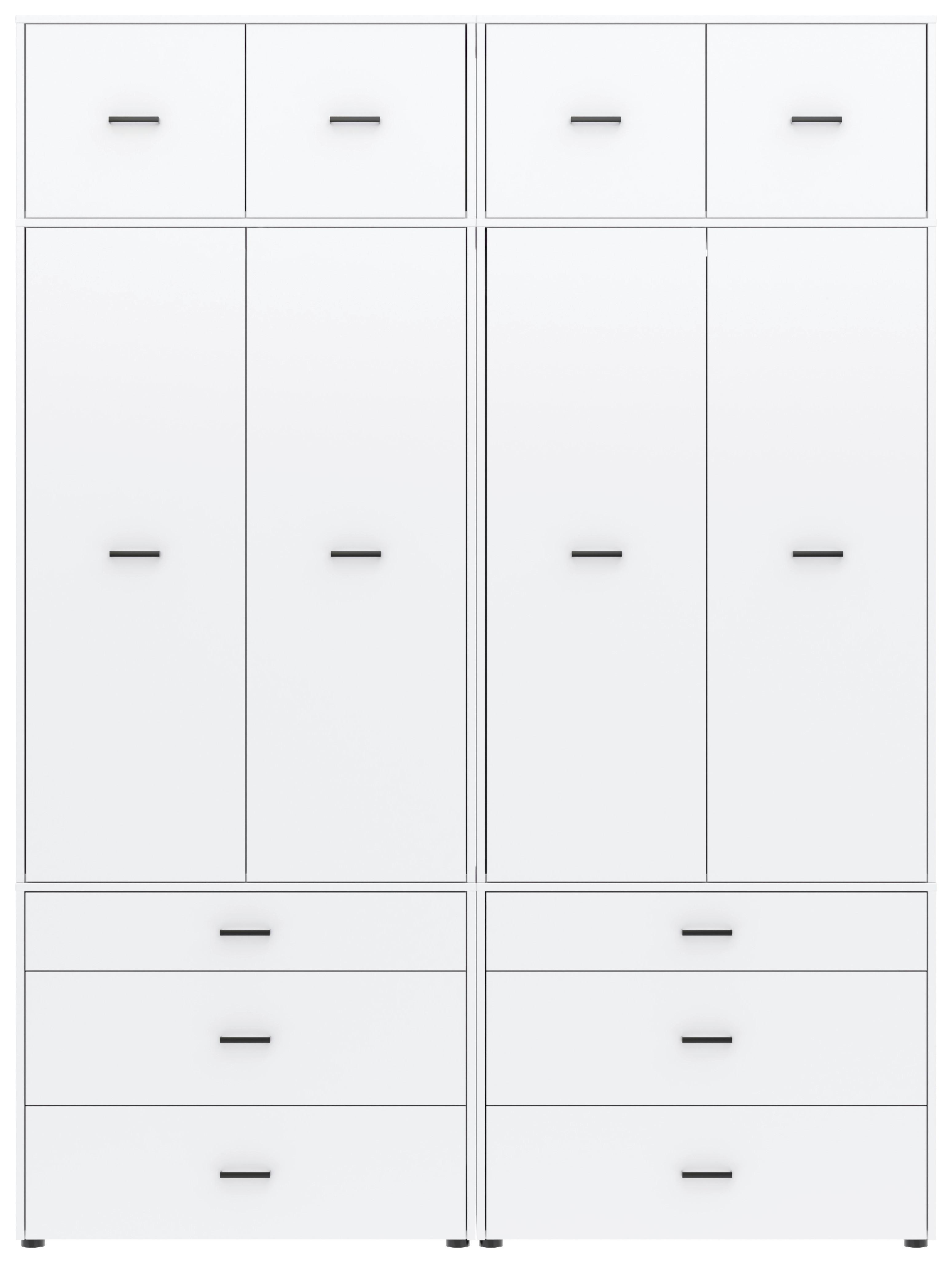 Drehtürenschrank m. Schubladen 180 cm Kivo, Weiß