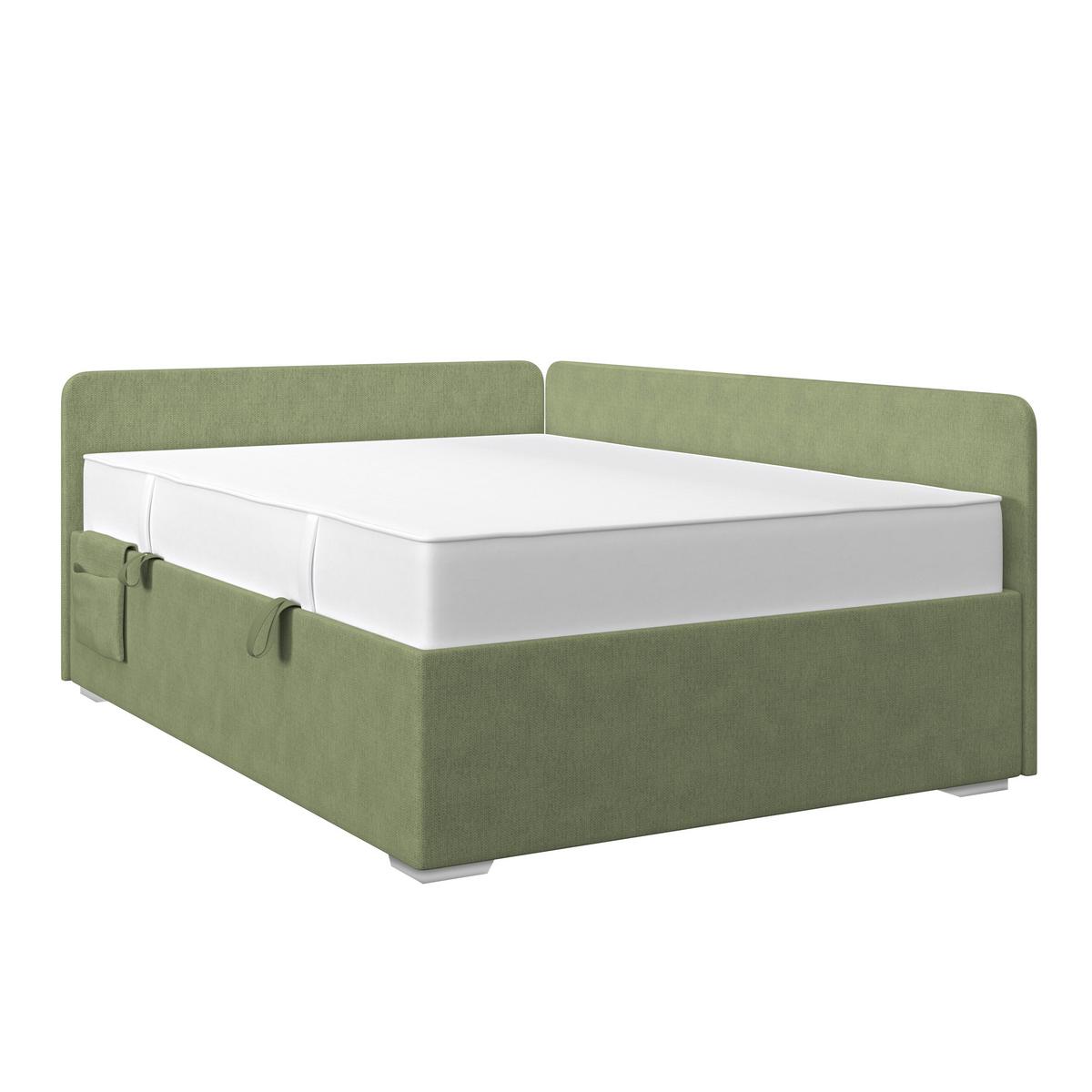 Kárpitozott Ágy Remi 120/200cm - ezüstszínű/zöld, Modern, textil/fa (120/200cm)