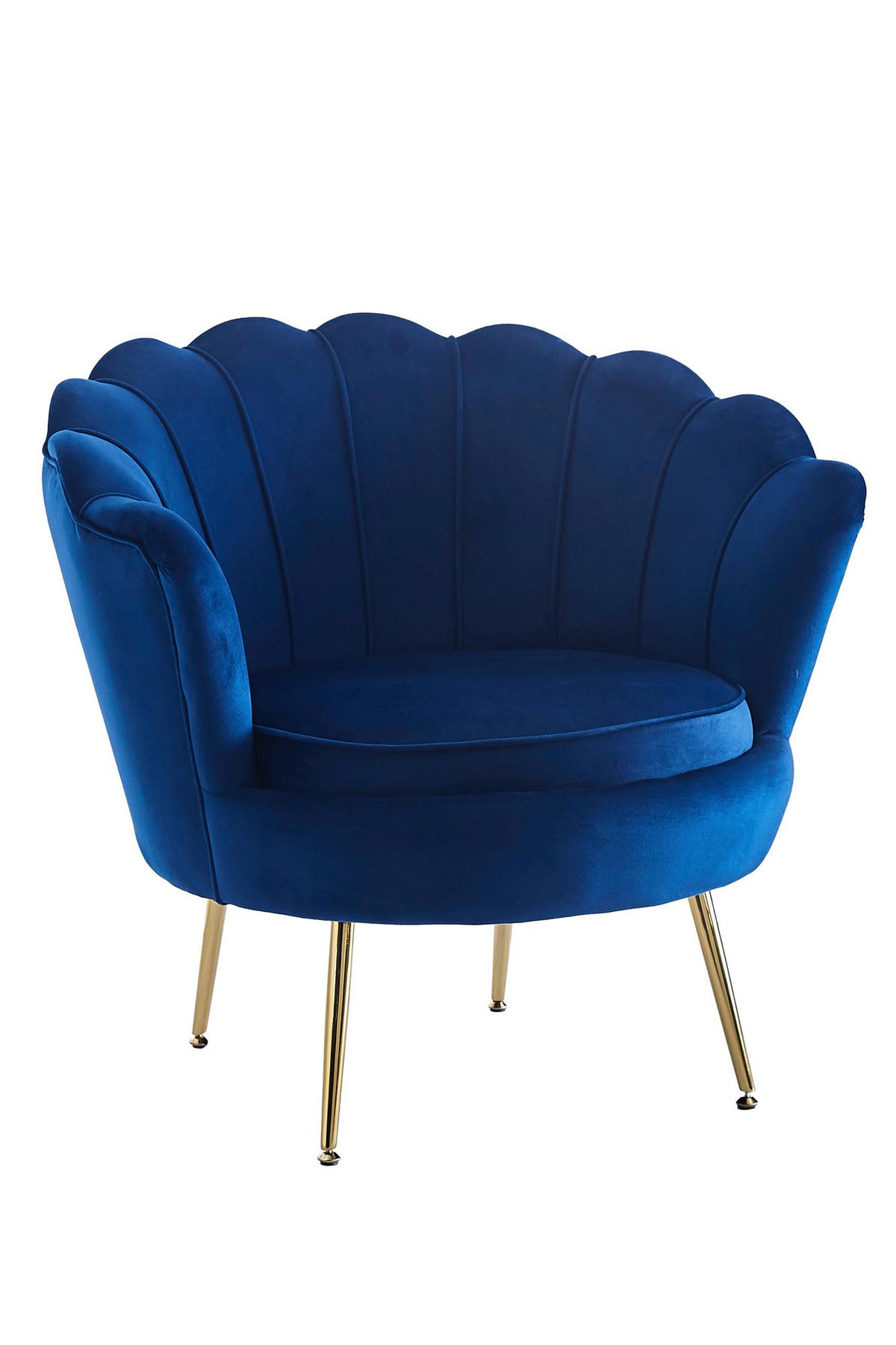 Sessel Dunkelblau B: 76 Cm - Goldfarben/Dunkelblau, MODERN, Textil (76/78/76cm) - Livetastic