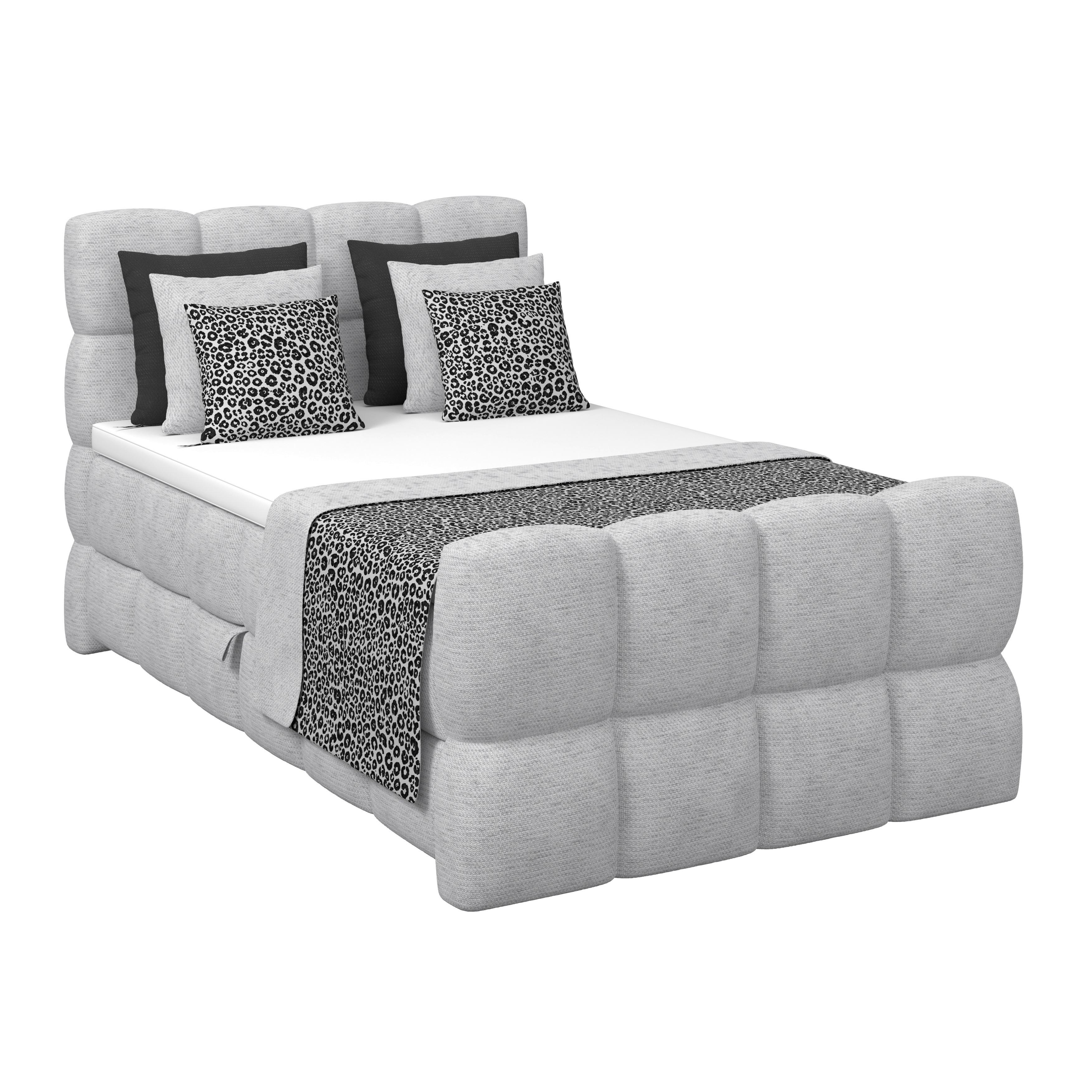 Boxspringbett Brisbane inkl. Bettkasten 140x200 - Champagner/Schwarz, Trend, Holz/Holzwerkstoff (140/200cm) - Sembella