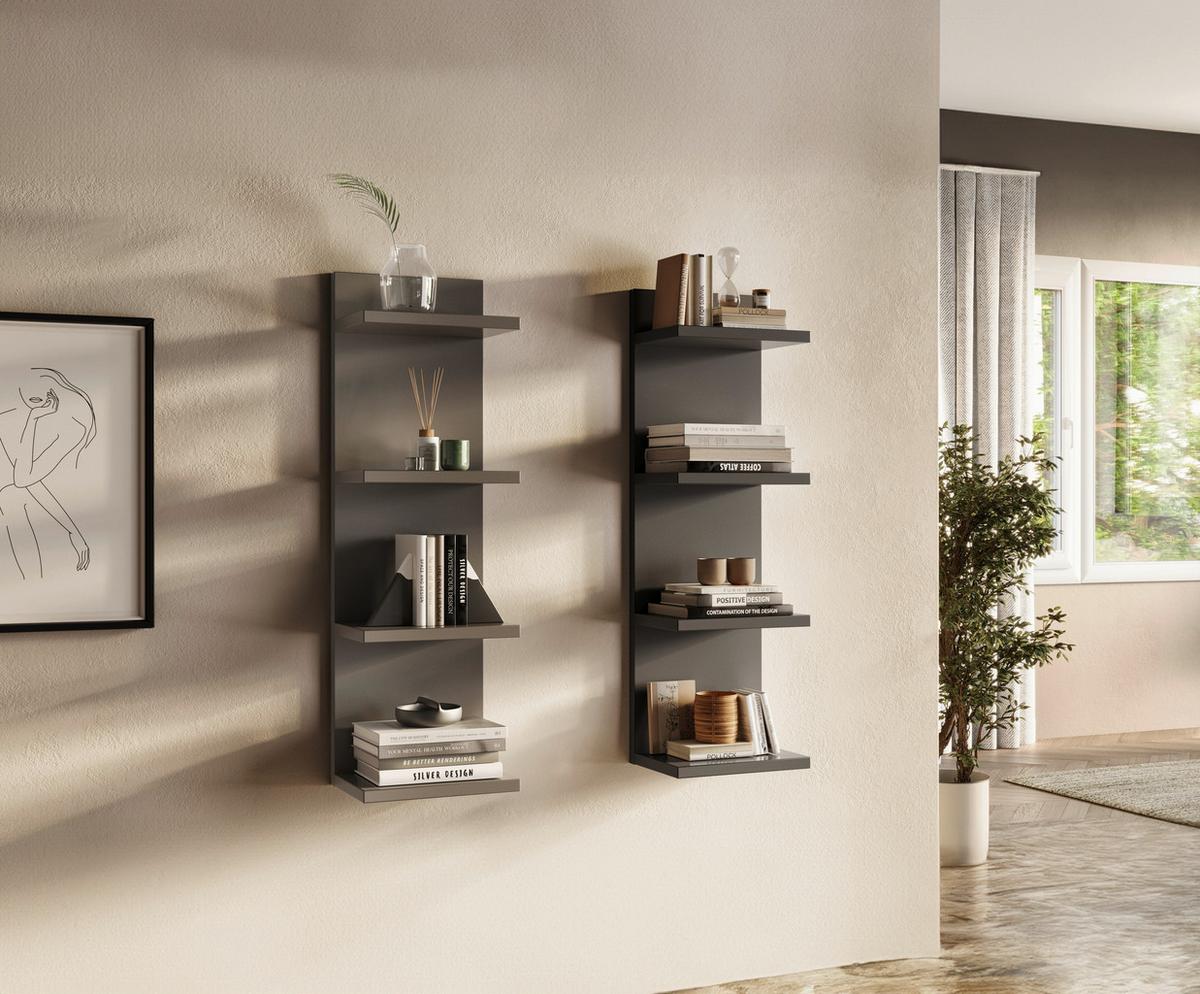 Wandregal Eolo Anthrazit B: 23,2 cm - Anthrazit, Trend, Holzwerkstoff (23,2/75/16,8cm)