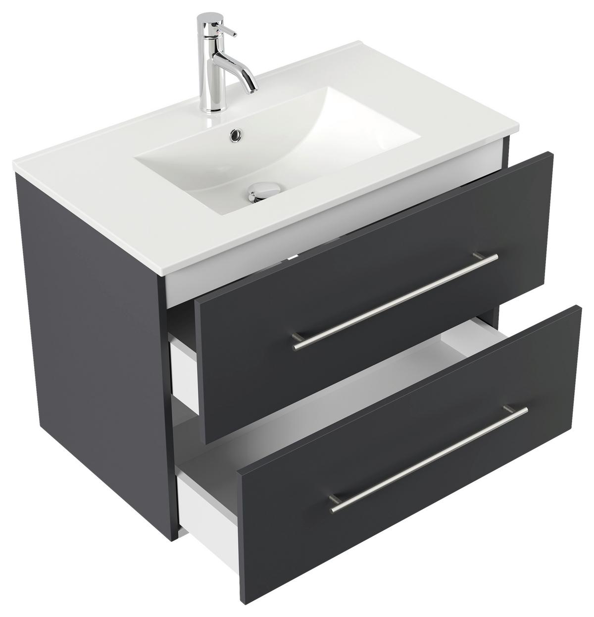 WASCHTISCHKOMBI Homeline, Graphitfarben B: 81 cm - Graphitfarben/Weiß, Basics, Keramik/Holzwerkstoff (81cm) - MID.YOU