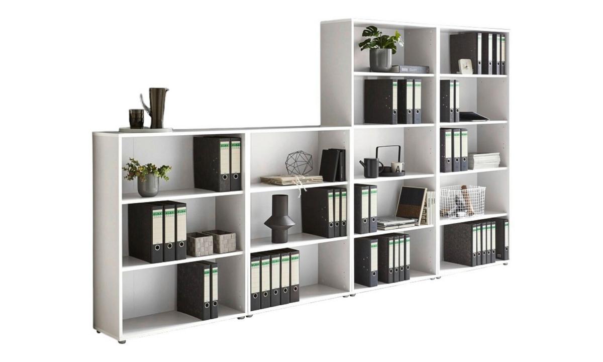 Aktenregal Office Edition Weiß B: 337,6cm - Silberfarben/Weiß, MODERN, Holzwerkstoff (337,6/185,6/33cm) - MID.YOU