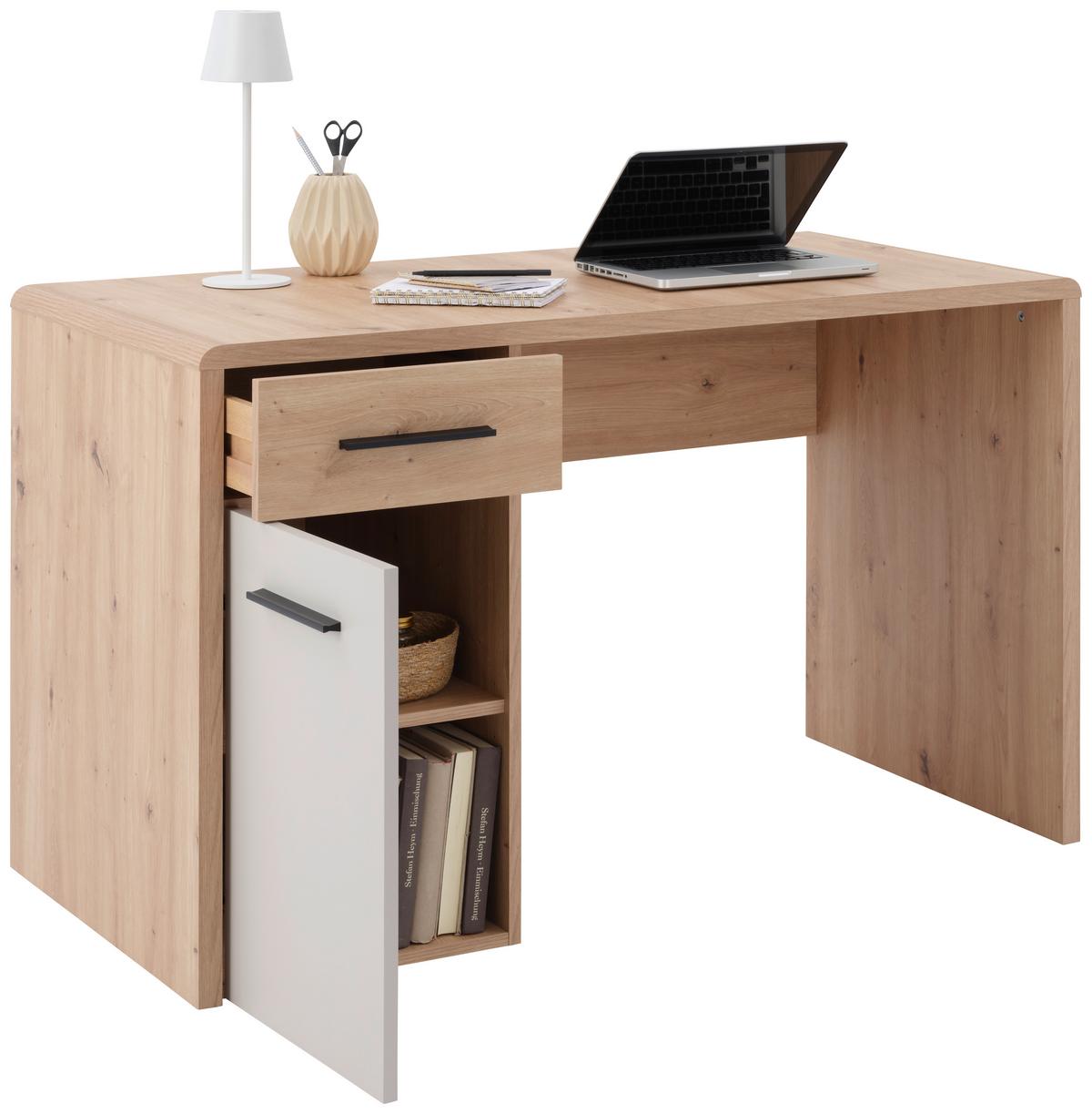 Schreibtisch Mit Stauraum B 120cm H 75,5cm Fontana Plus - Kaschmir/Eichefarben, MODERN, Holzwerkstoff (120/75,5/60cm)