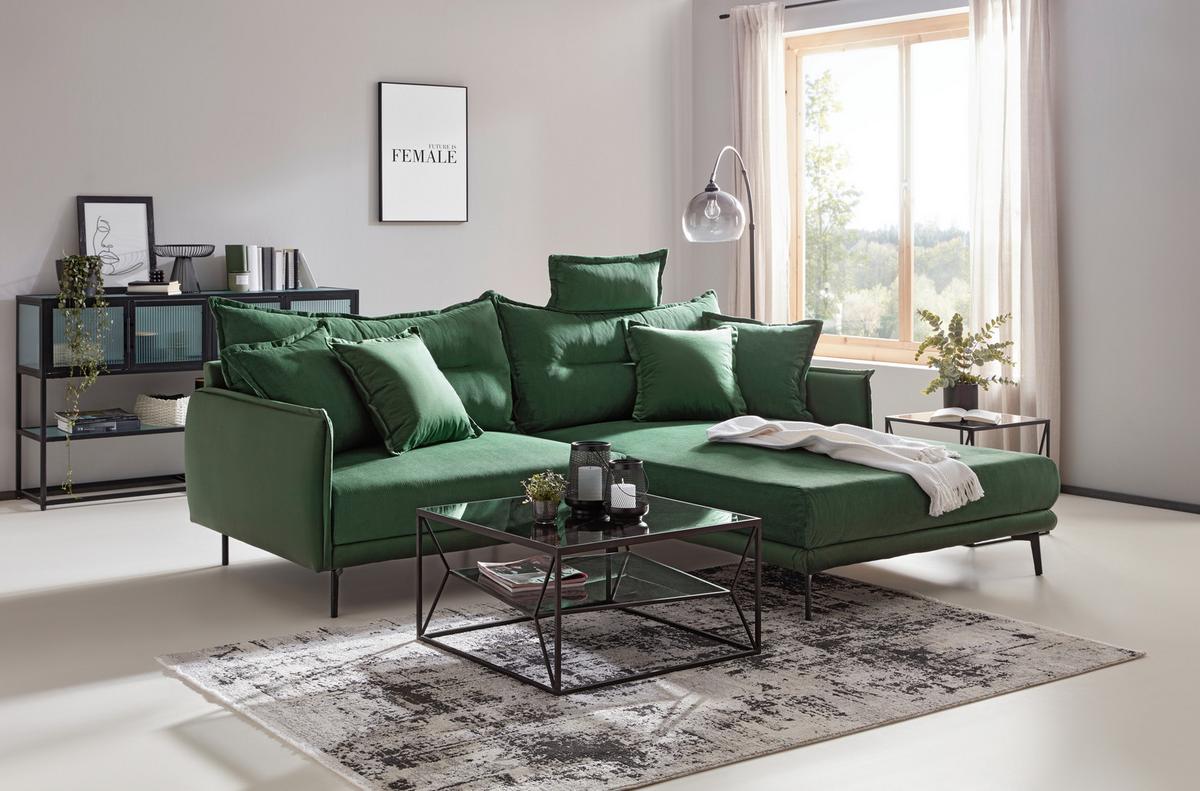 Rohová sedačka NUOVO, oboustranná, zelená - černá/zelená, Moderní, kov/textil (245/190cm) - Mömax