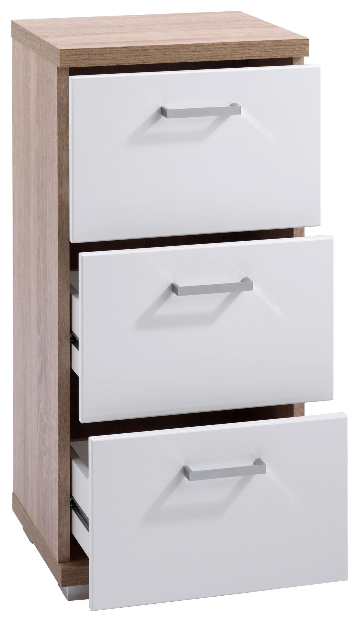 Unterschrank Nebraska B:35,5cm Sonoma Eiche - Chromfarben/Weiß, MODERN, Holzwerkstoff (35,5/74/31,5cm) - MID.YOU